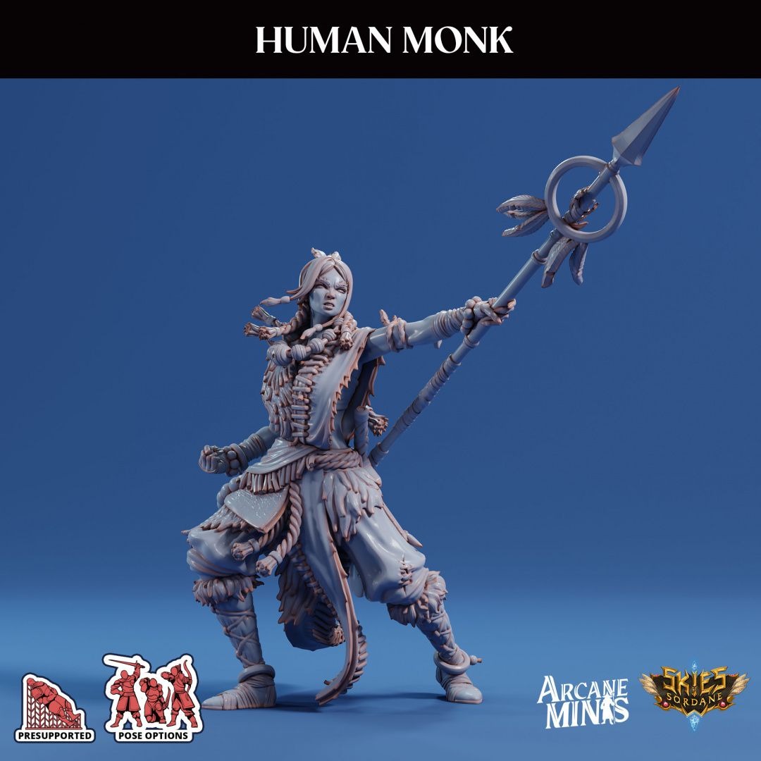 Human Monk - 3d Printed Miniature by Arcane Minis