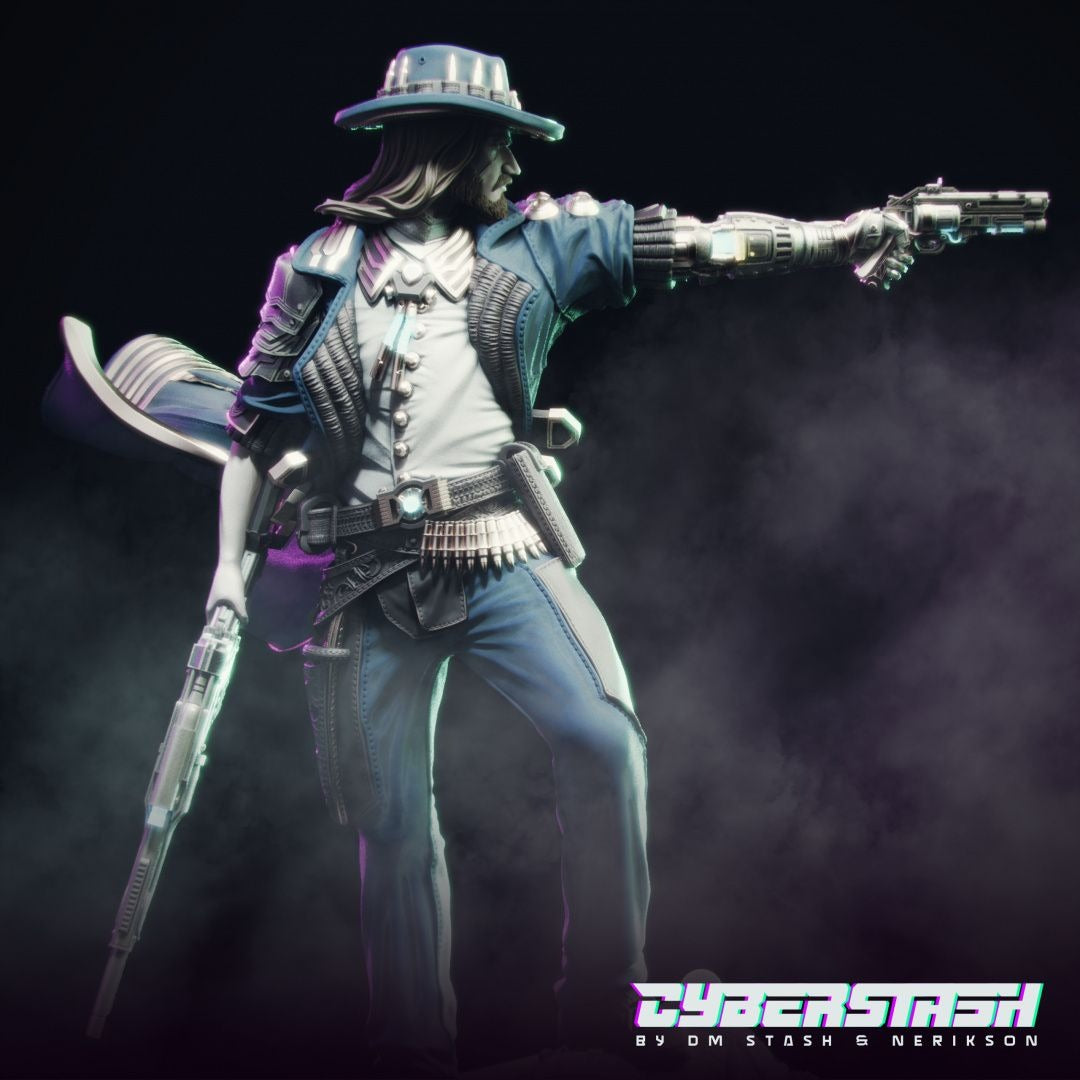 Cyber Cowboy - Frederick &quot;Vulcan&quot; Silvers - 3d Printed Miniature by Cyberstash