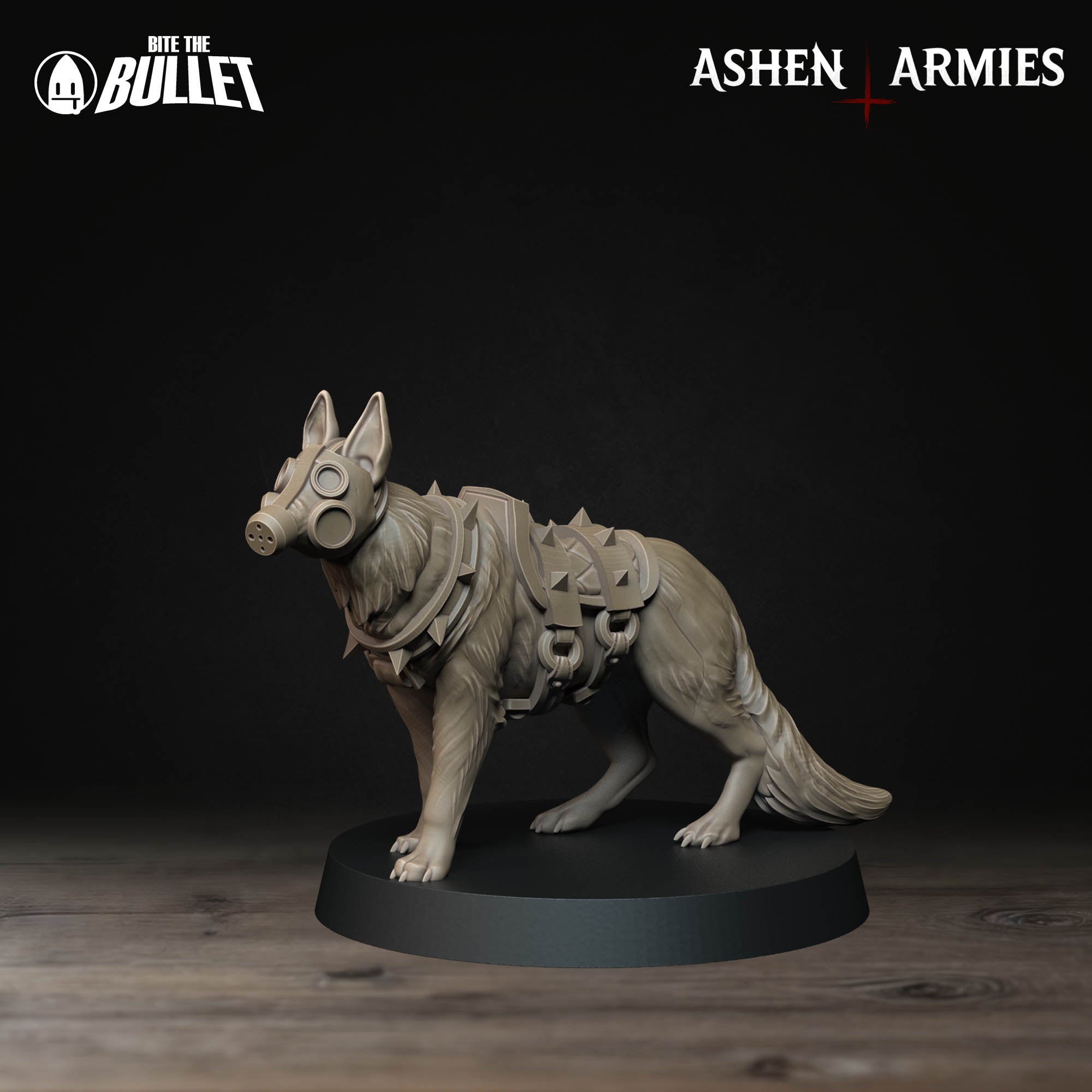 a statue of a dog with goggles on