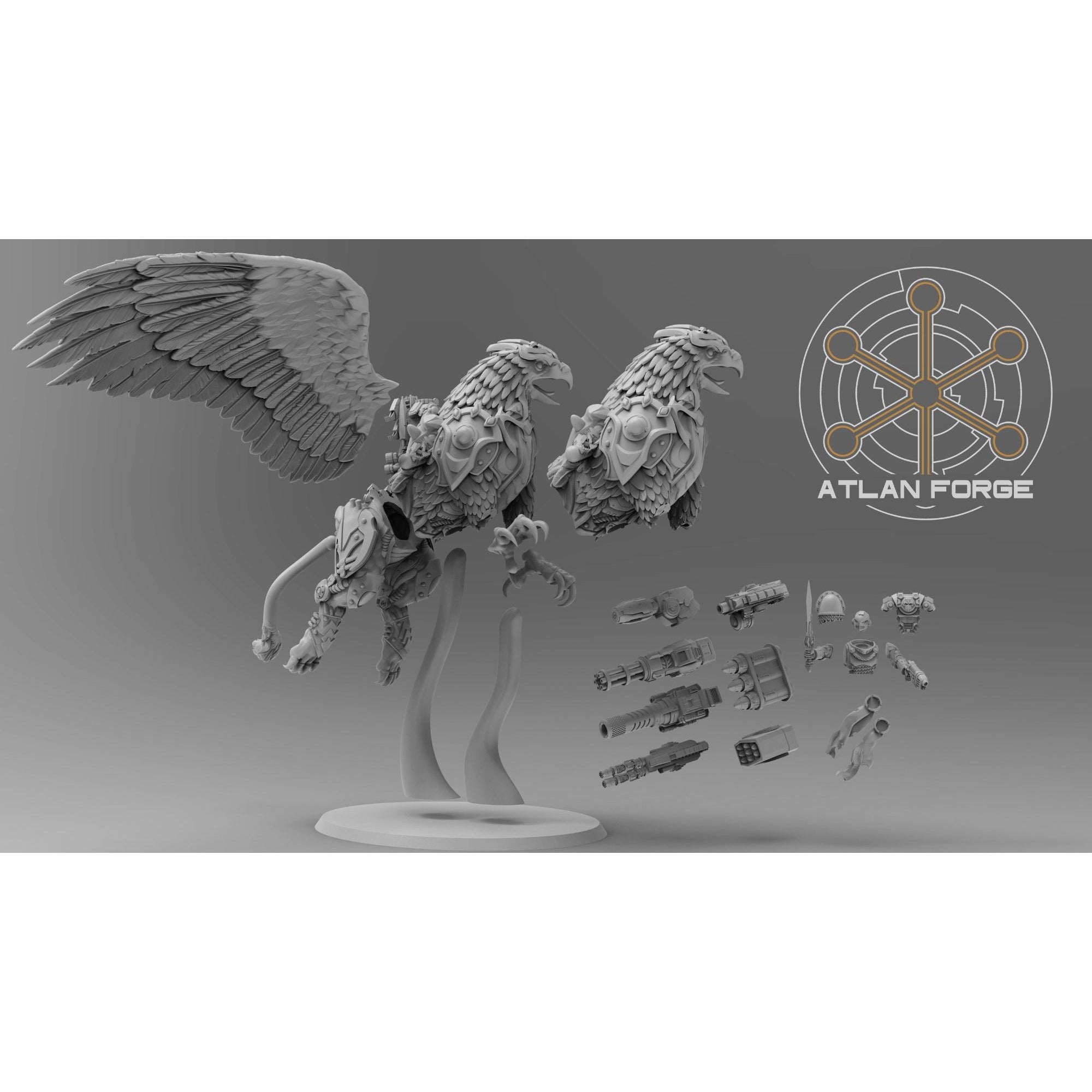 Cybernetic Battle Griffin - 3d Printed Sculpted by Atlan Forge