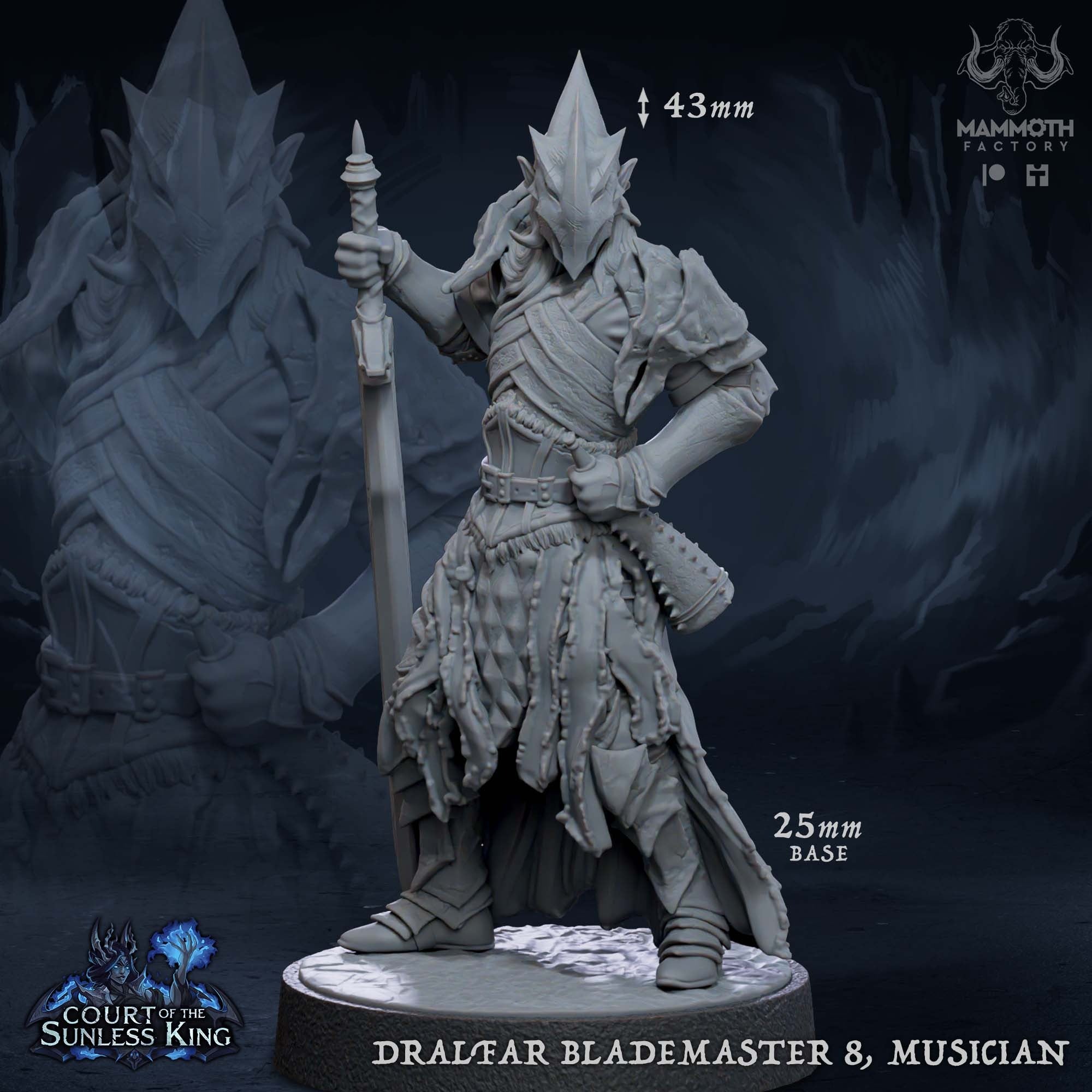 Dralfar Blademaster - 3d Printed Miniature by Mammoth Factory