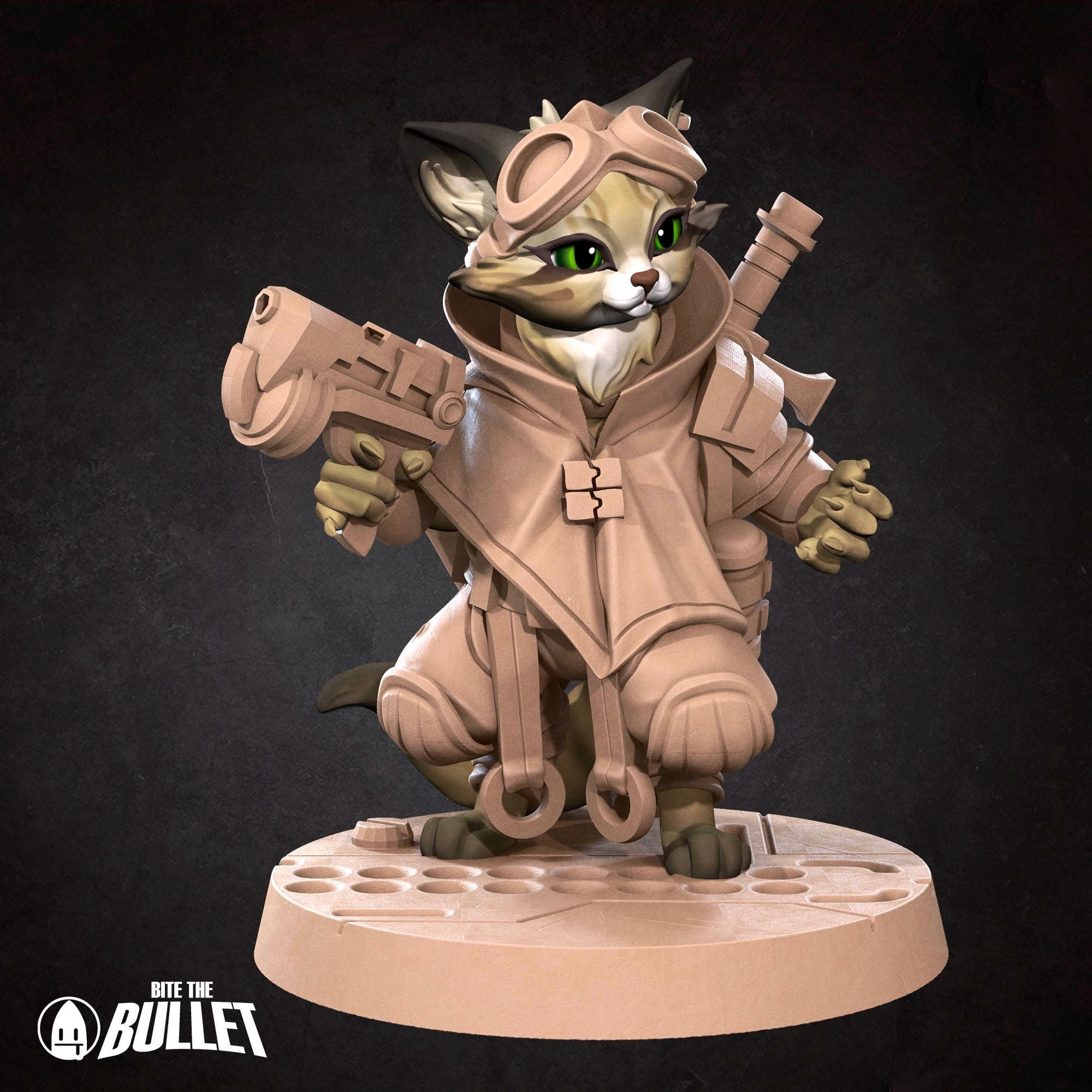 Space Catfolk Vanguard - Bullet Galaxy - 3d Printed Miniature sculpted by Bite the Bullet
