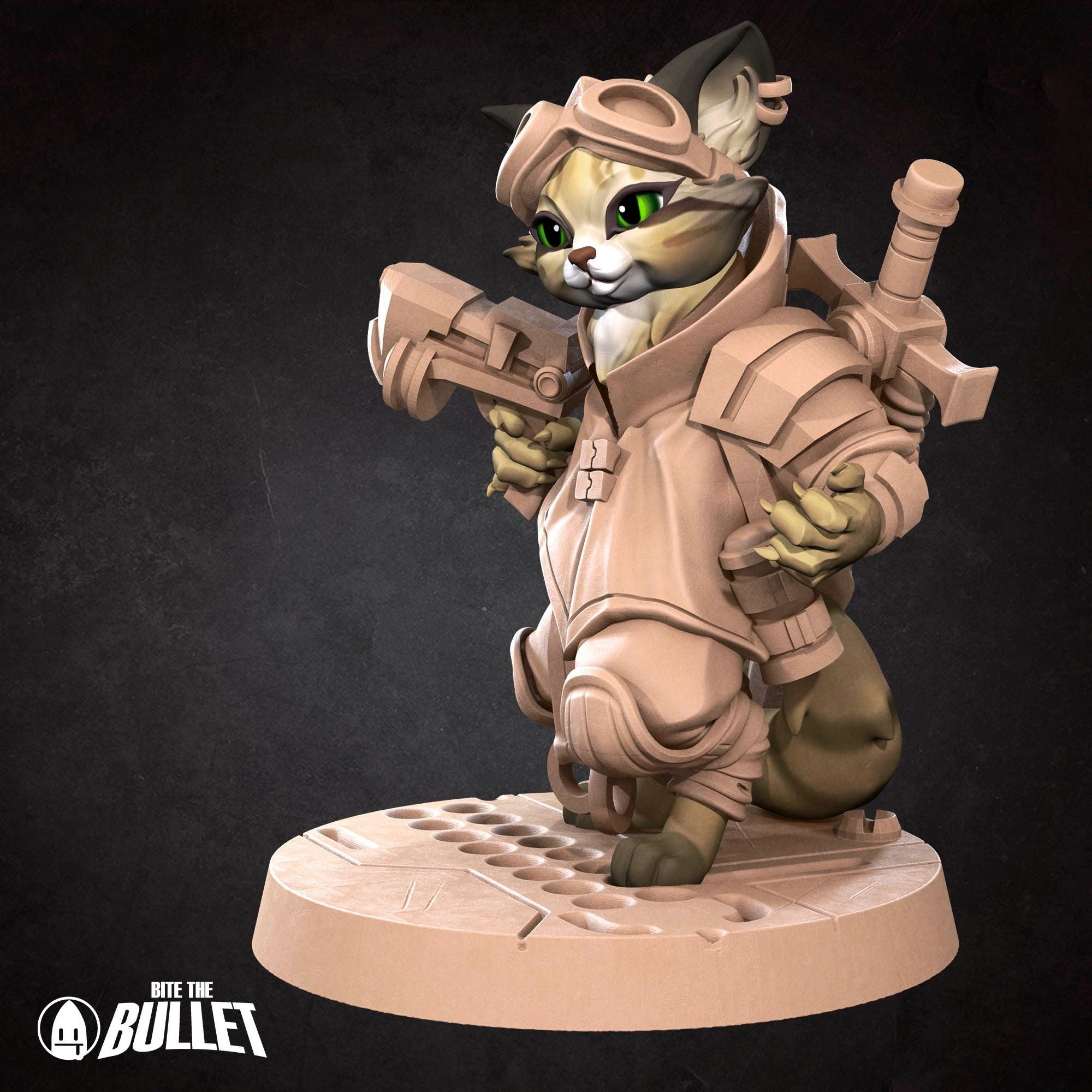 Space Catfolk Vanguard - Bullet Galaxy - 3d Printed Miniature sculpted by Bite the Bullet