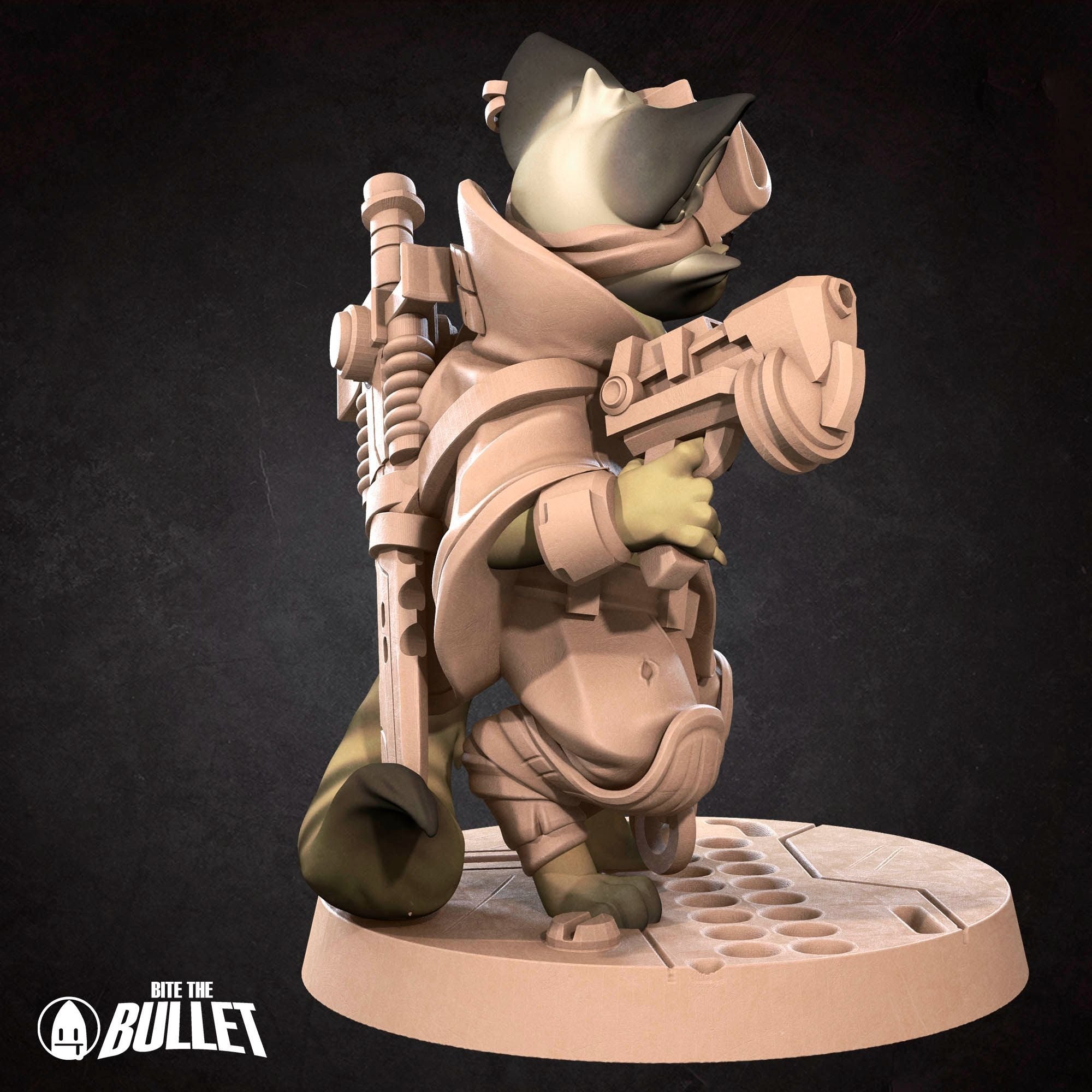 Space Catfolk Vanguard - Bullet Galaxy - 3d Printed Miniature sculpted by Bite the Bullet