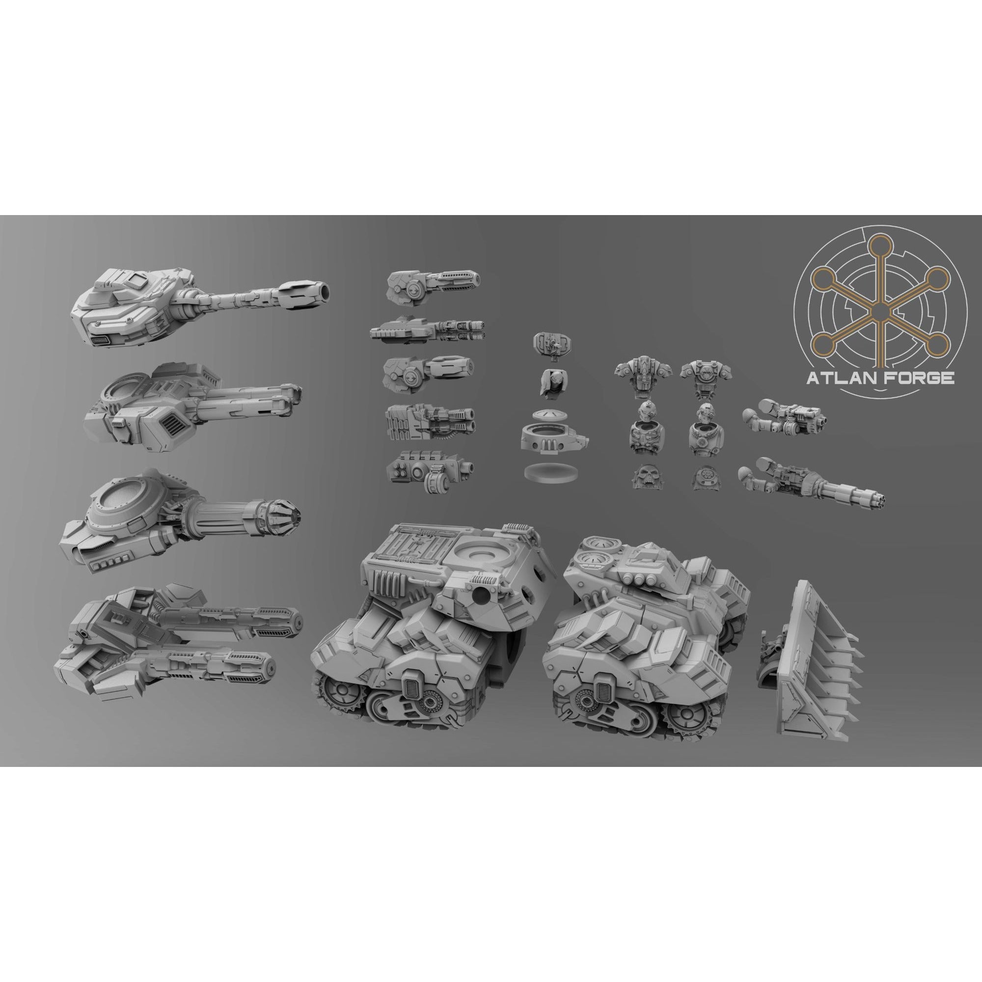 Smilodon Battle Tank - 27-Piece Modular Kit 3d Printed Sculpted by Atlan Forge