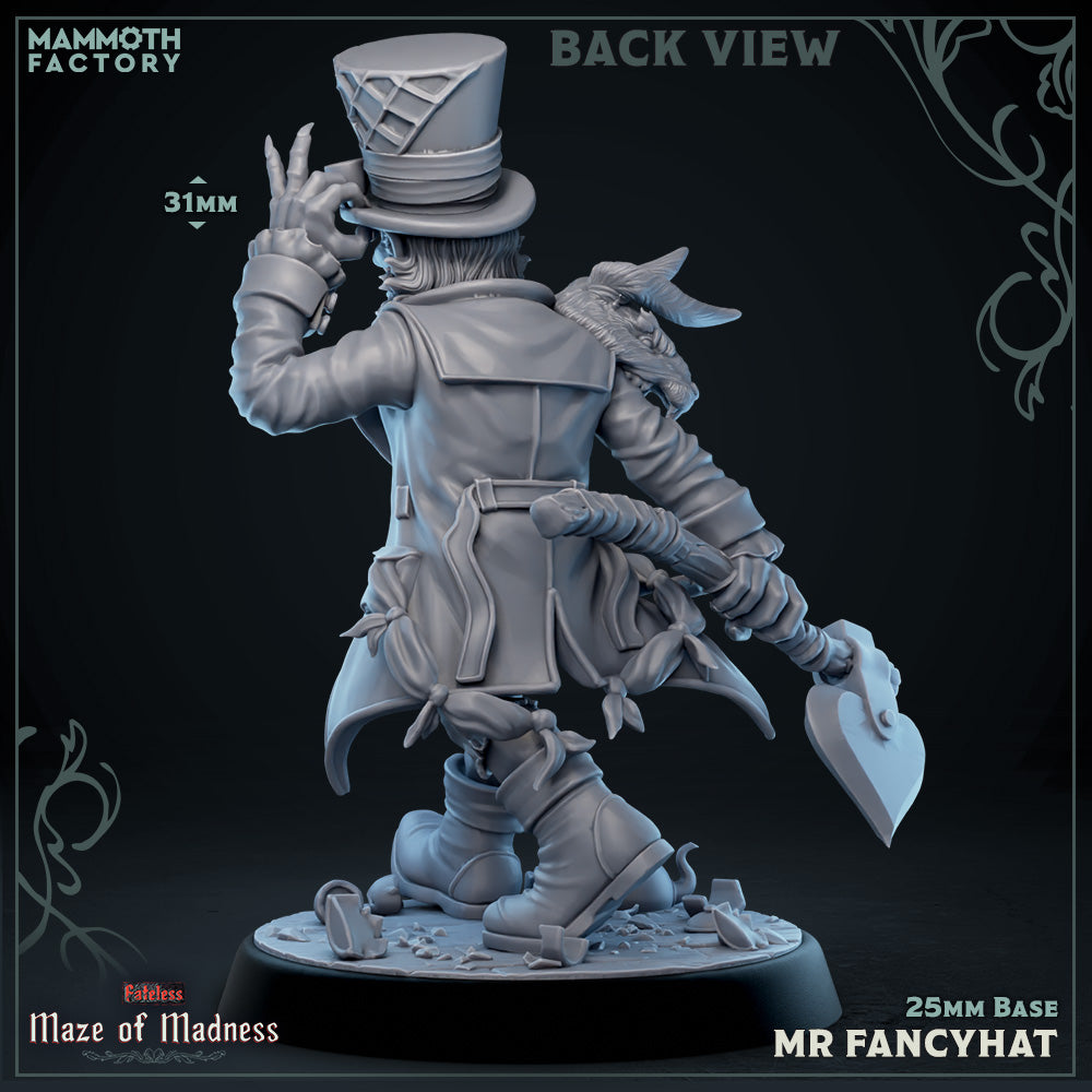 a statue of a man in a top hat holding a shovel