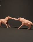 Spotted Hyenas Fighting Over Food - 3d Printed 1:24 Scale Miniature by Animal Den