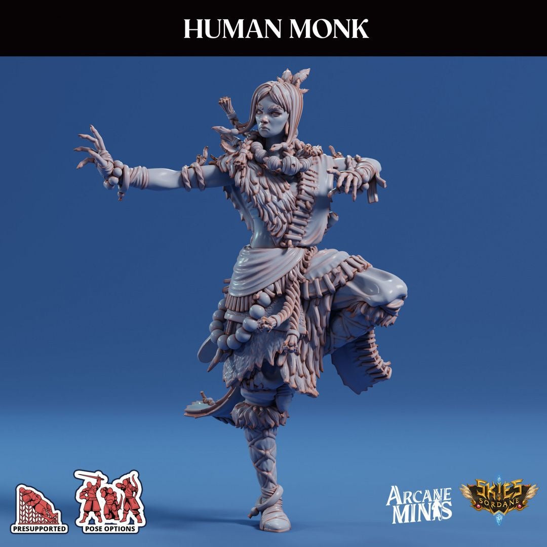 Human Monk - 3d Printed Miniature by Arcane Minis