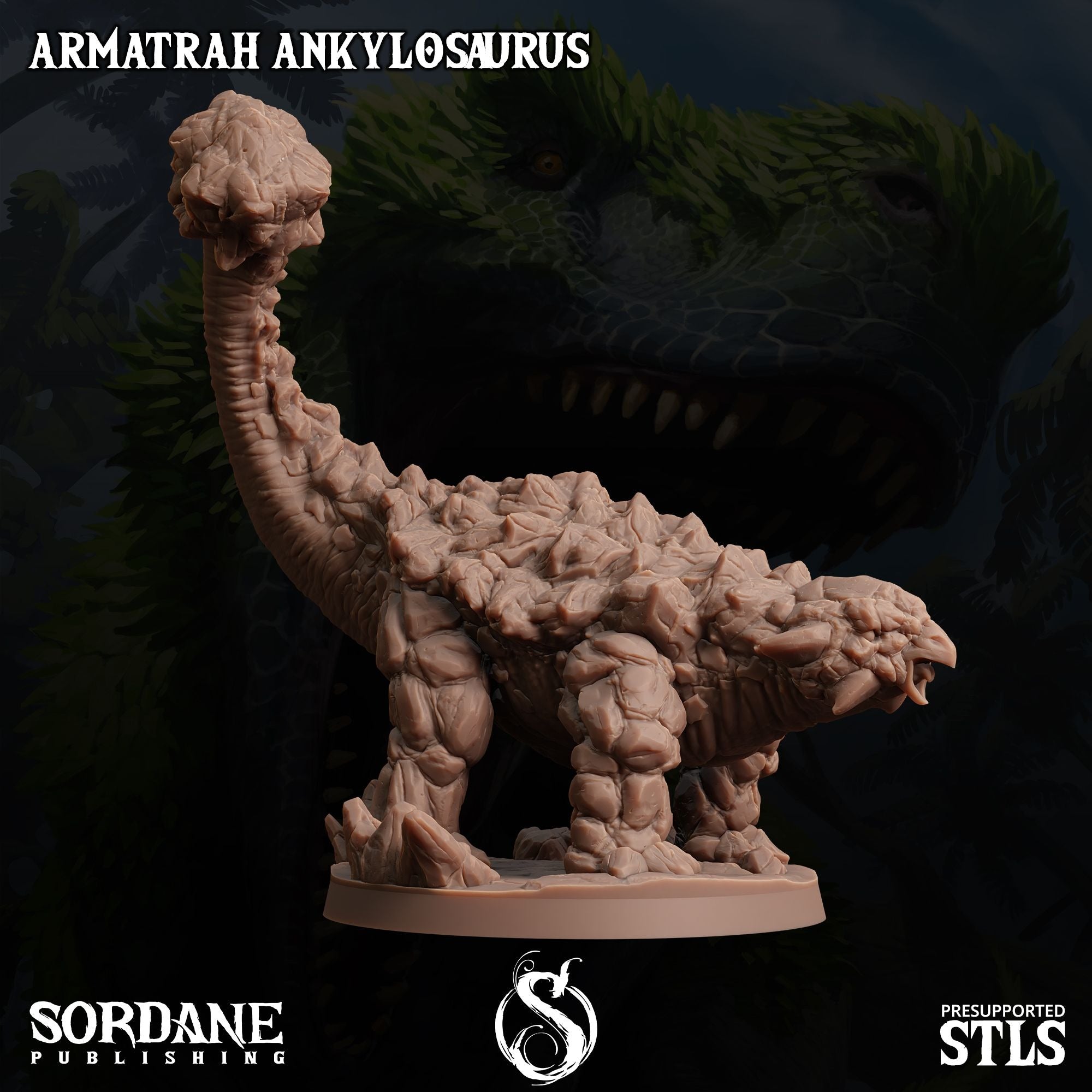 Armatrah Ankylosaurus - Dino Domination - 3d Printed Miniature Sculpted by Sordane Publishing