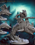 Tidal Shark Riders - Mirmidons of the Death-Tide - 3d Printed Miniature sculpted by Artisan Guild