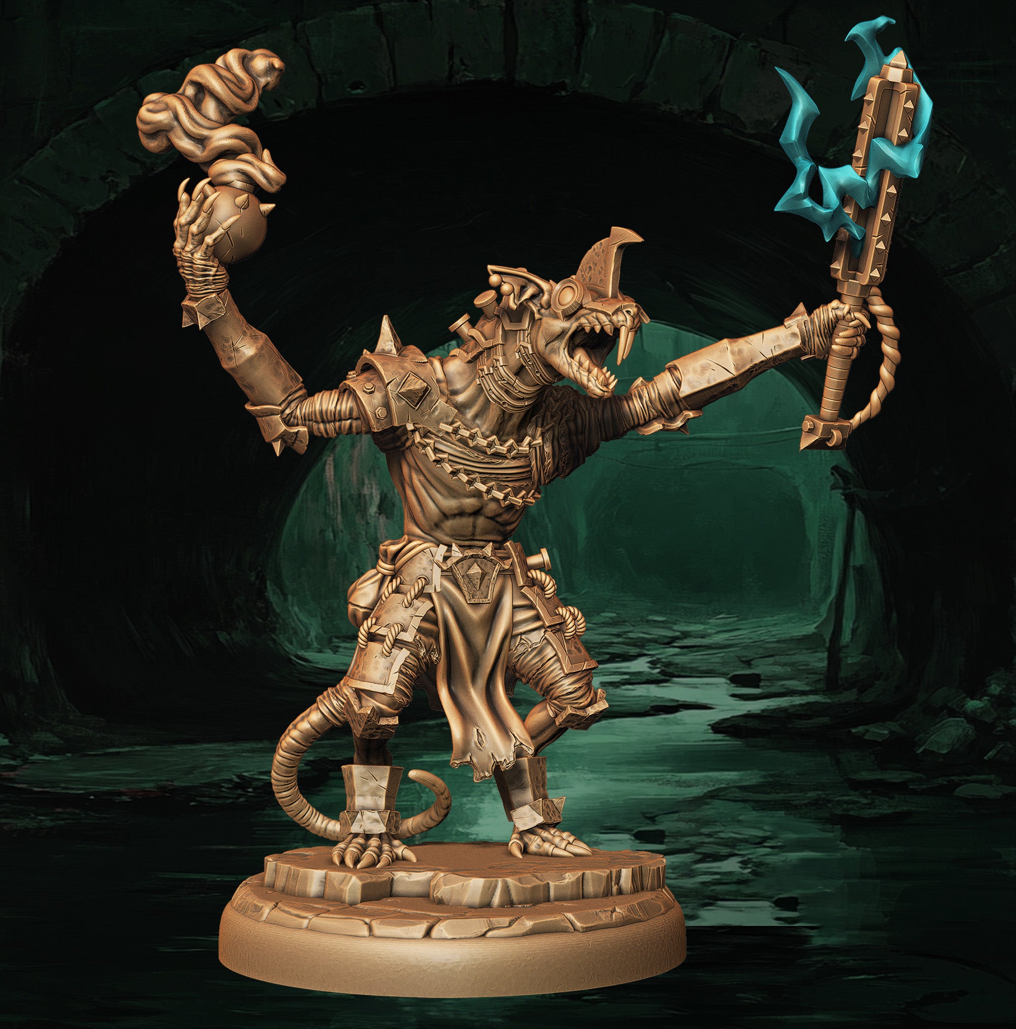 a statue of a wizard holding a staff