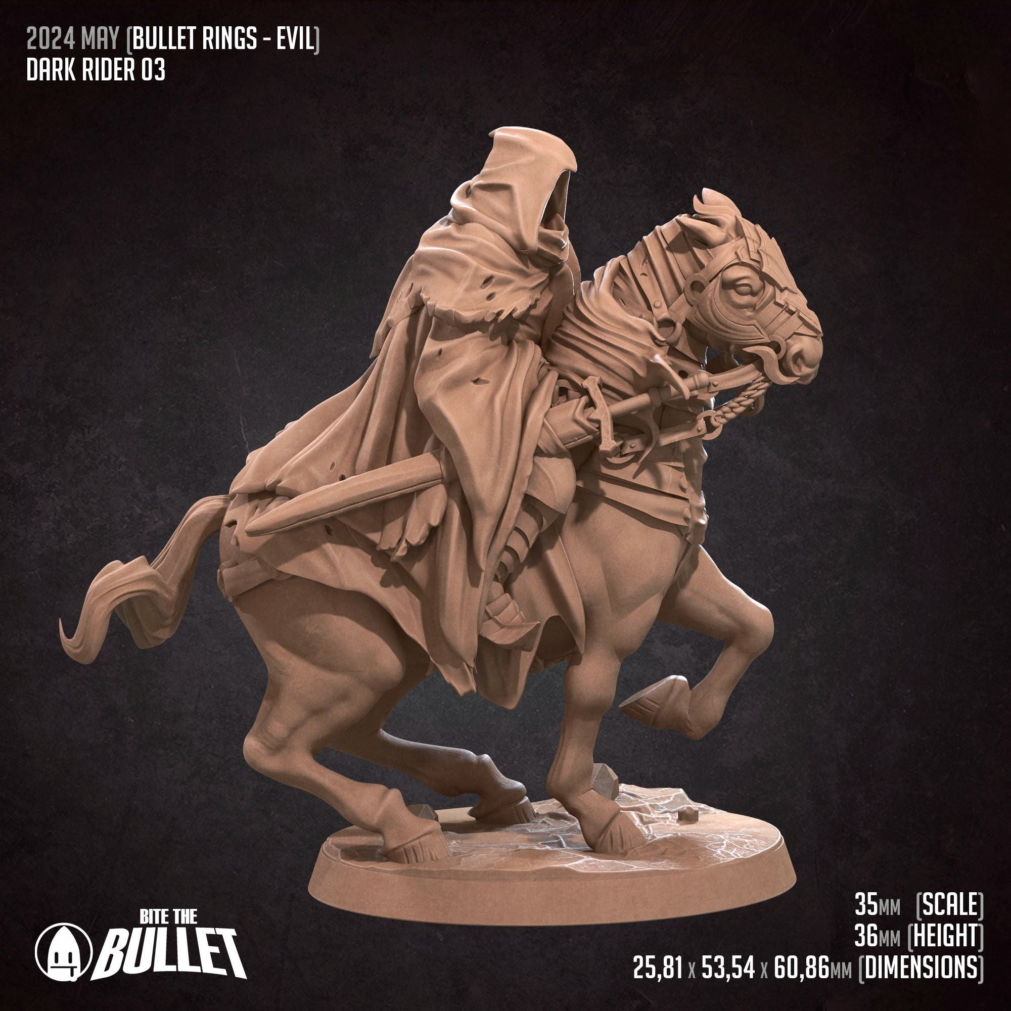 Dark Riders - Bullet Rings: Evil- 3d Printed Miniature sculpted by Bite the Bullet