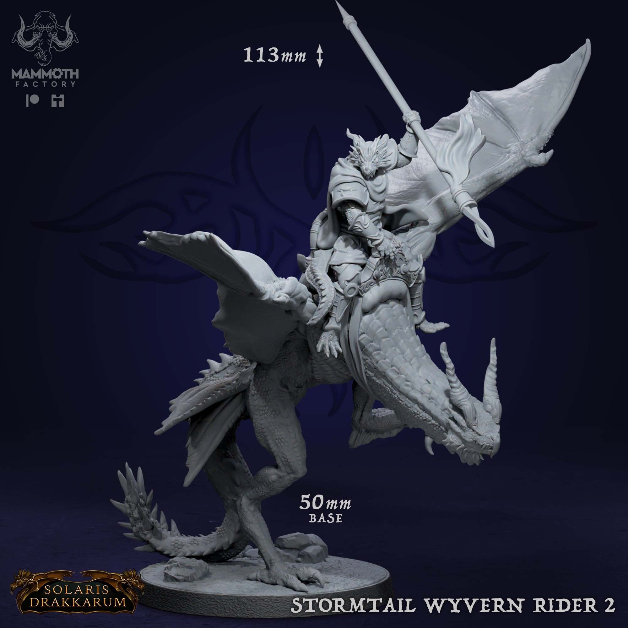Stormtail Wyvern Rider - 3d Printed Miniature by Mammoth Factory ...