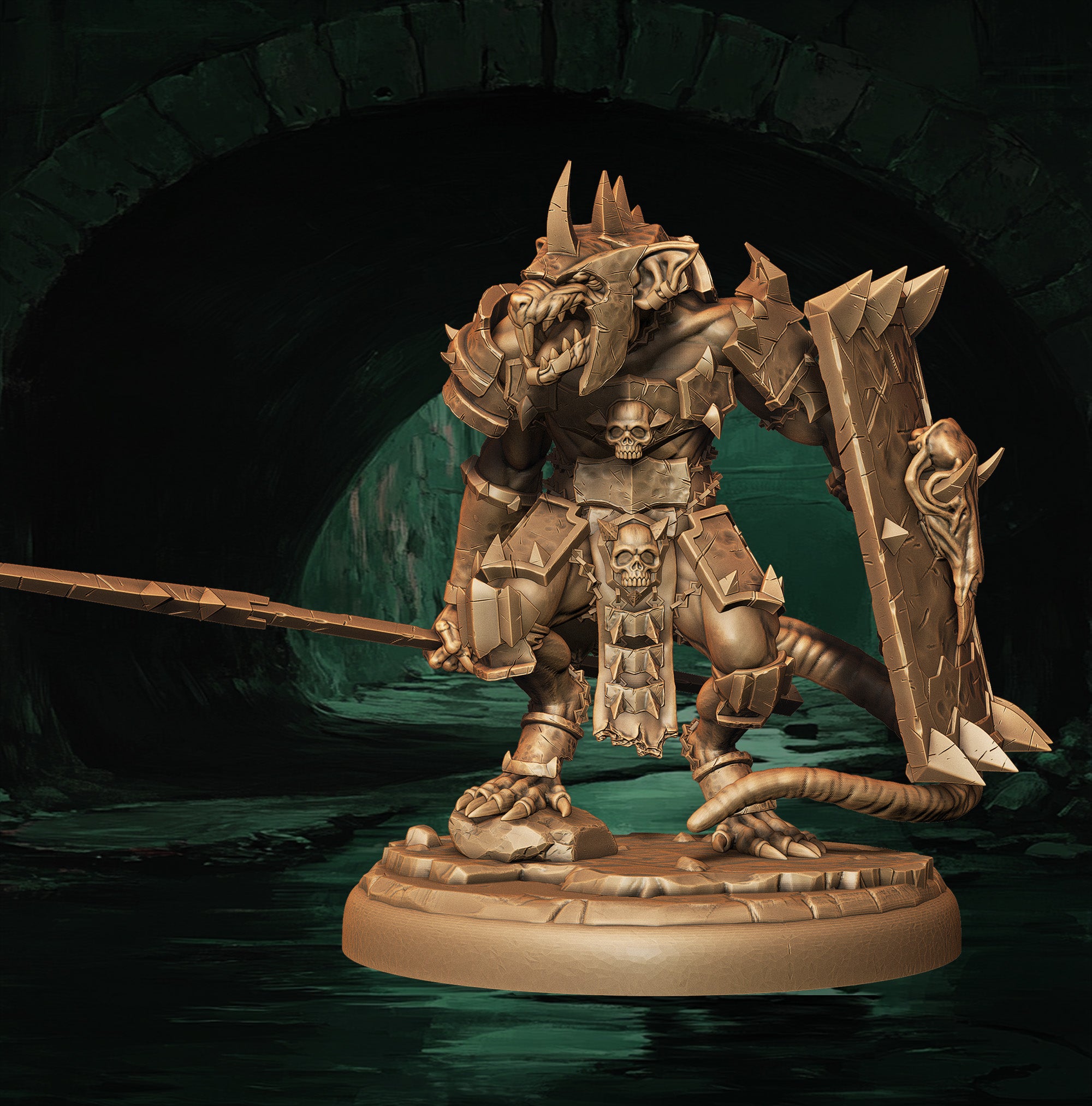 a statue of a demon holding a sword