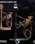 a statue of a lizard and a lamp post