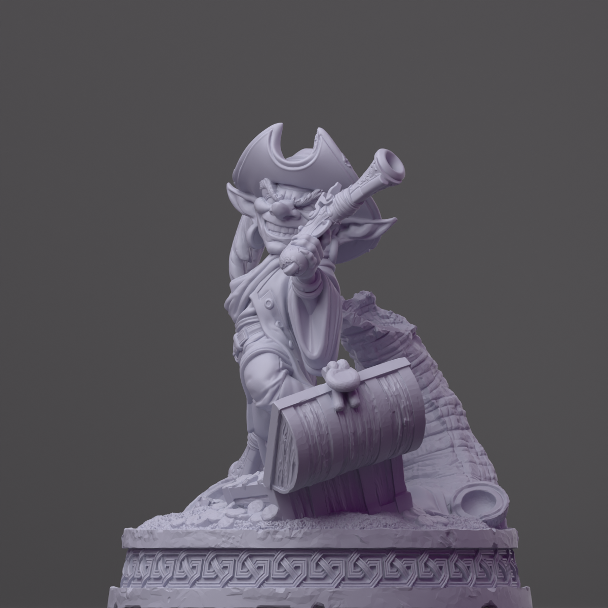 a statue of a woman with a hat and a pipe