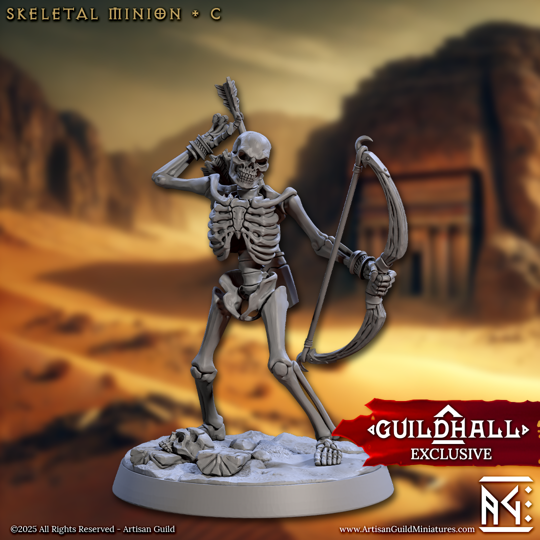 a skeleton figurine holding a bow and arrow