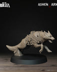 a statue of a wolf on a wooden table