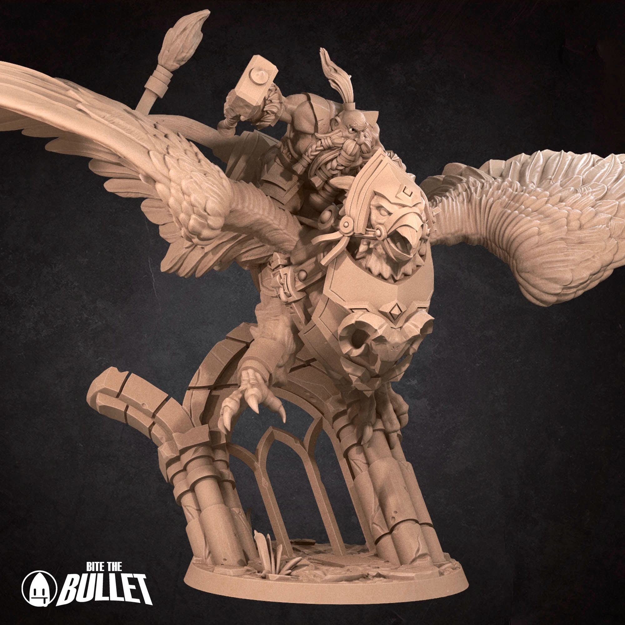 Dwarf Gryphon Rider- 3d Printed Miniature by Bite the Bullet