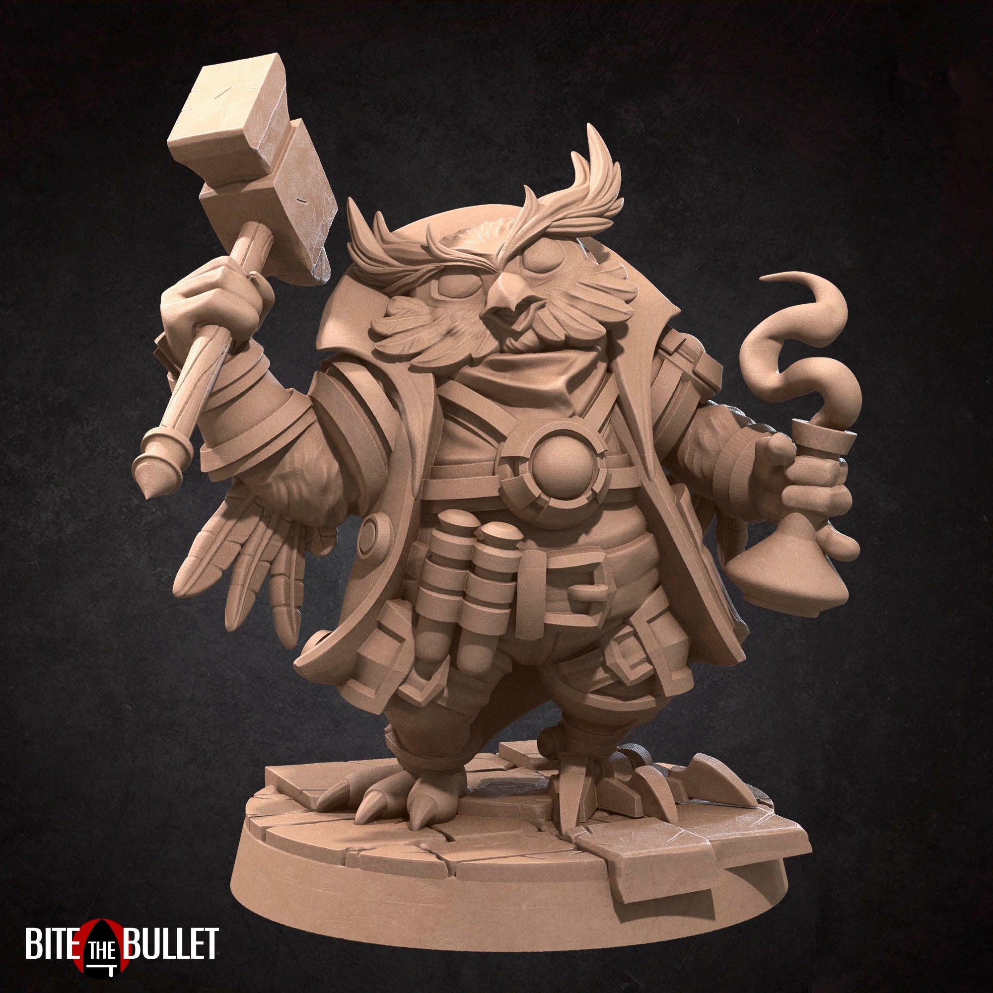 Owlfolk Artificer / Blacksmith - 3d Printed Miniature by Bite the Bullet