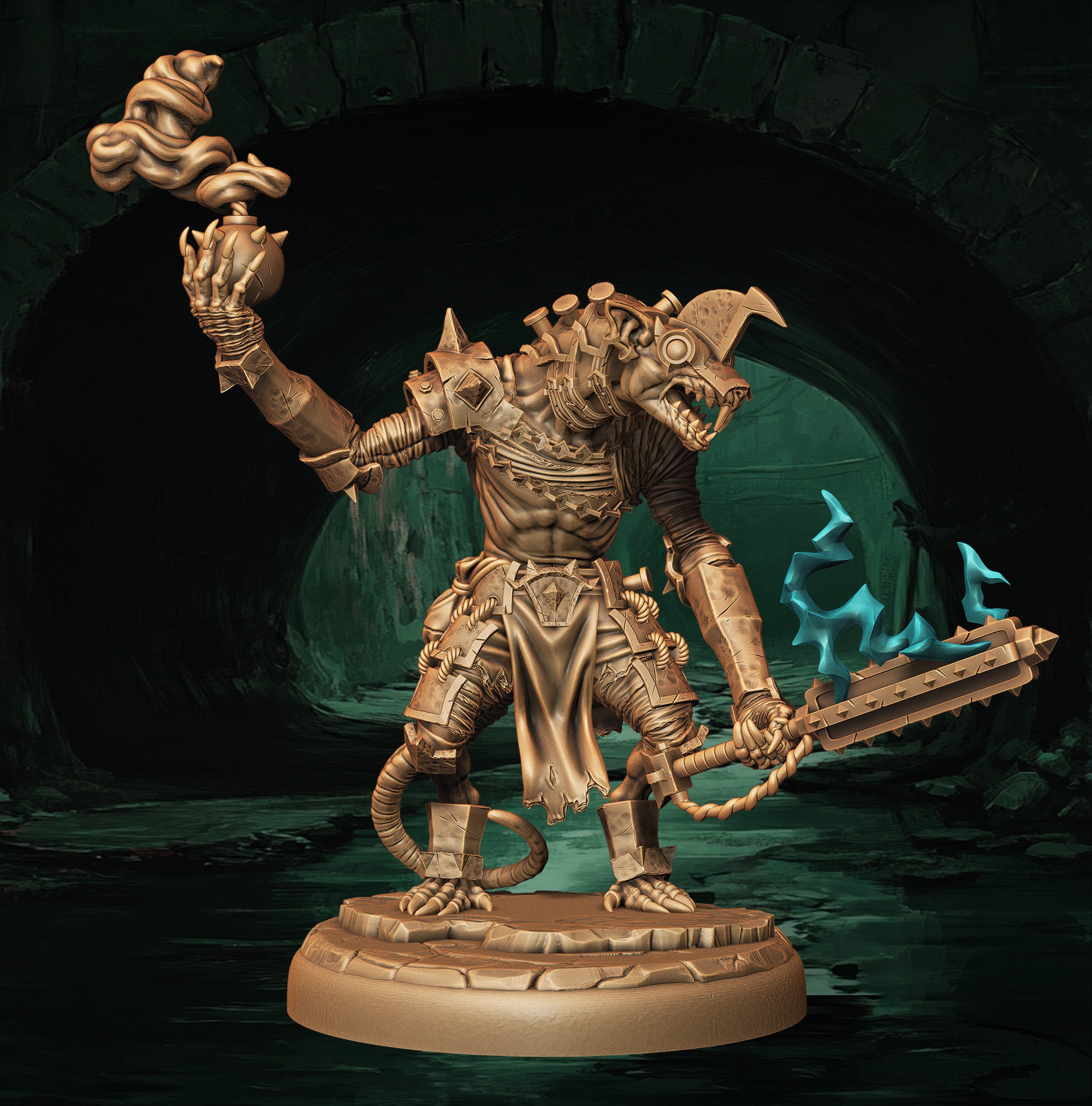 a statue of a demon holding a sword