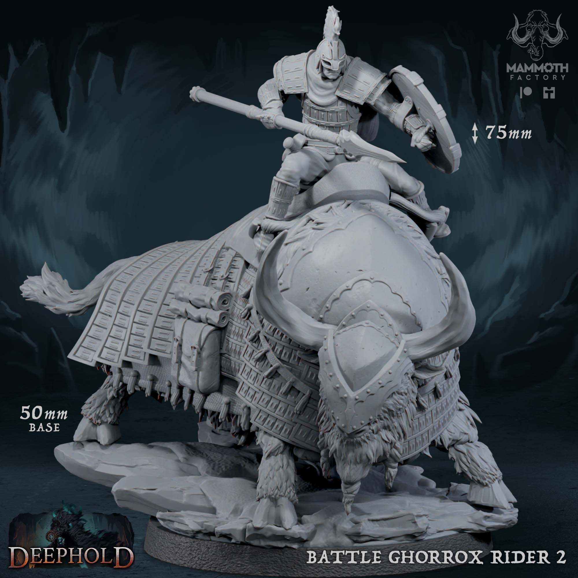 Battle Ghorrox and Rider - 3d Printed Miniature by Mammoth Factory