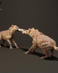 Spotted Hyenas Fighting Over Food - 3d Printed 1:24 Scale Miniature by Animal Den