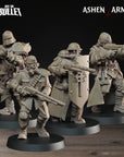 a group of toy soldiers with guns on a table