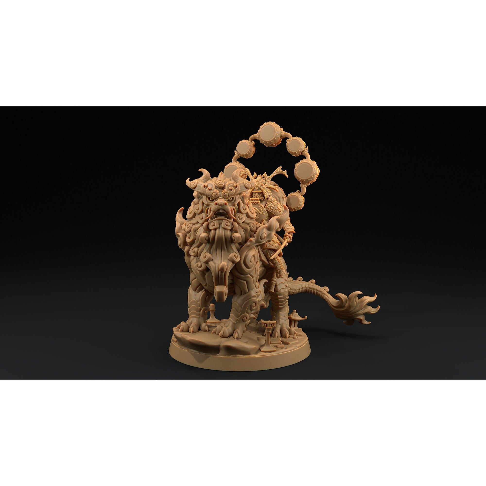 Samurai Celestial, Komainu Mount - Chosen of the Kami - 3d Printed Miniature by Dragon Trappers Lodge