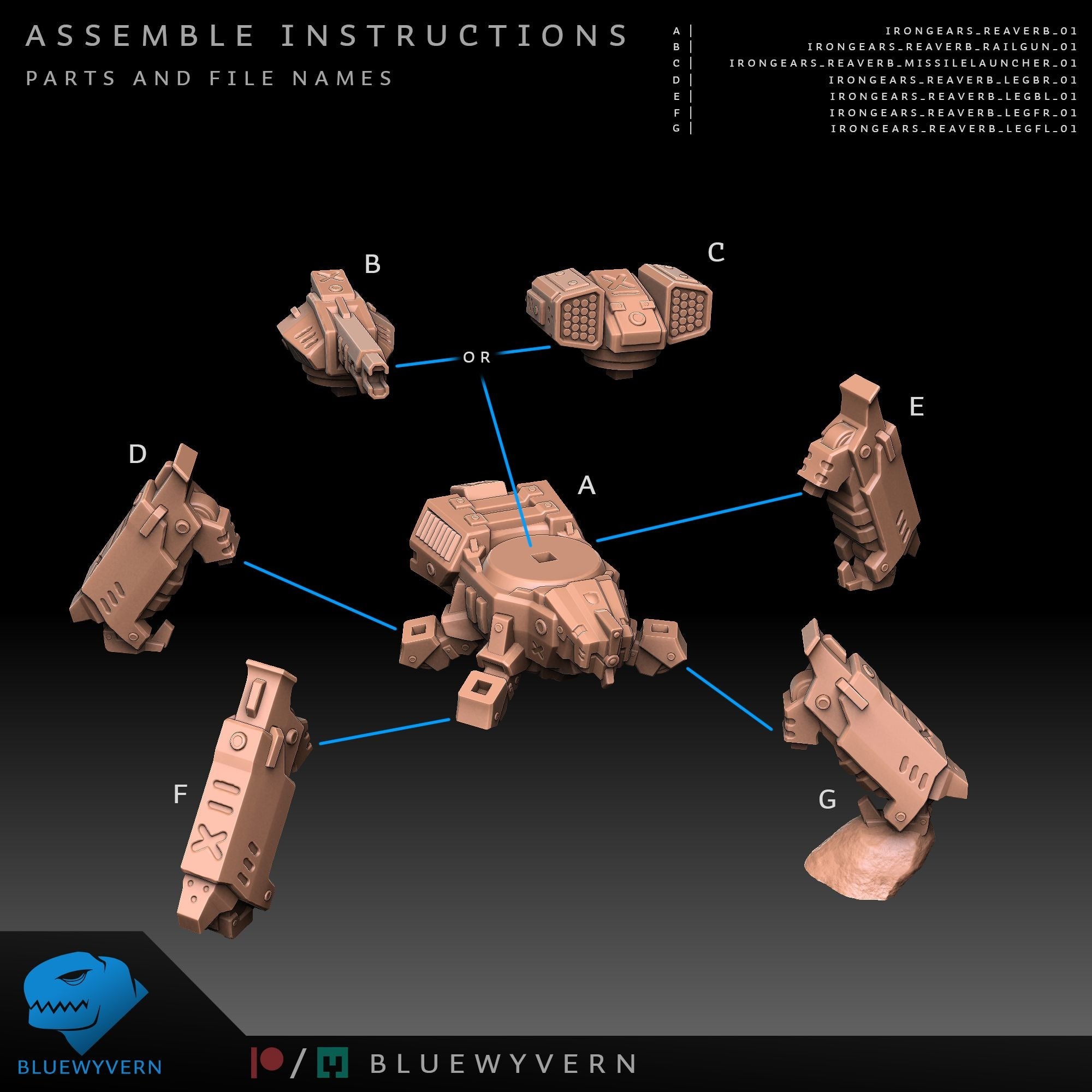 Reaver - Iron Gears - 3d Printed Miniature by Blue Wyvern