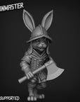 Rabbit Soldier (Axe) - 3d Printed Miniature by Goon Master Games