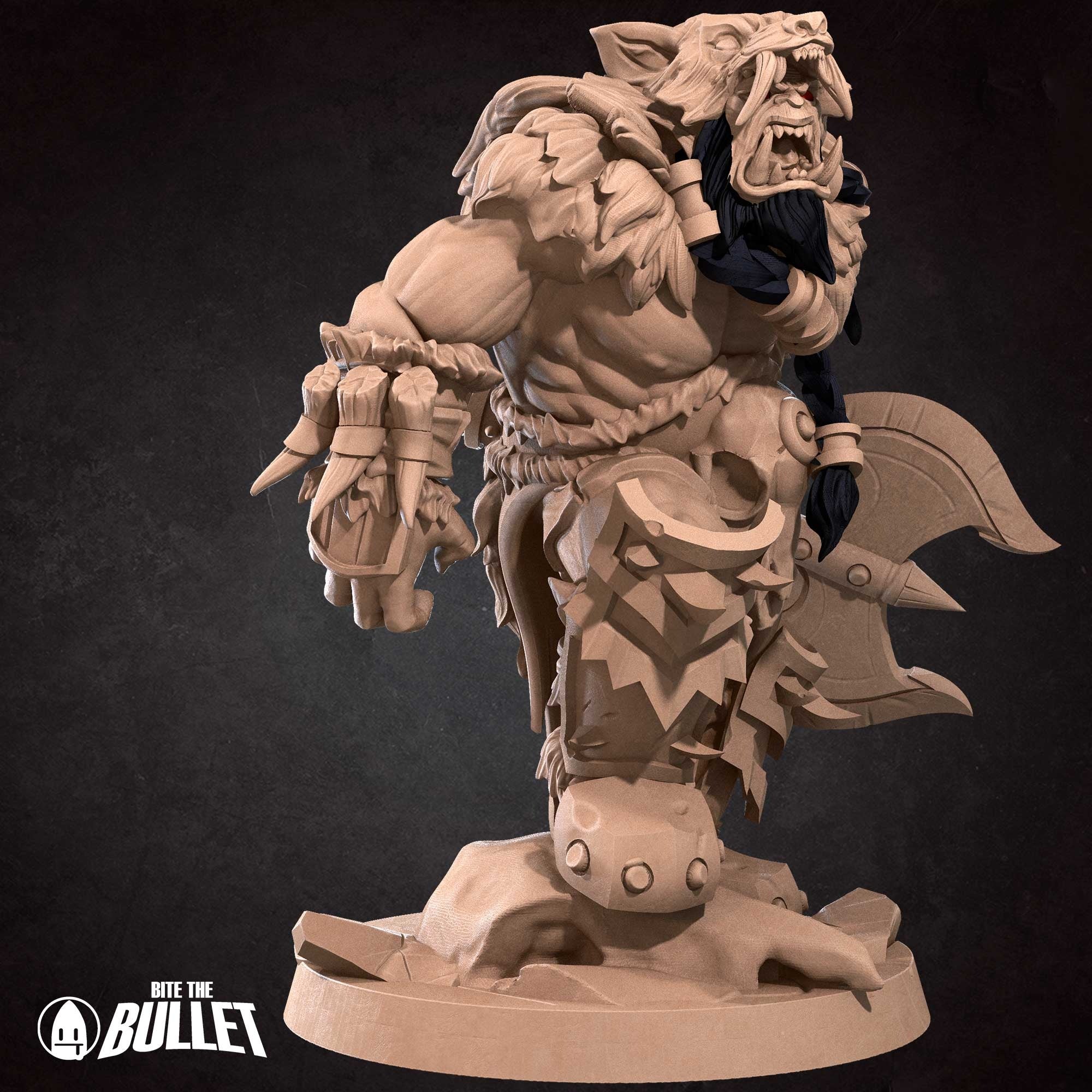 Orc Barbarian - 3d Printed Miniature by Bite the Bullet