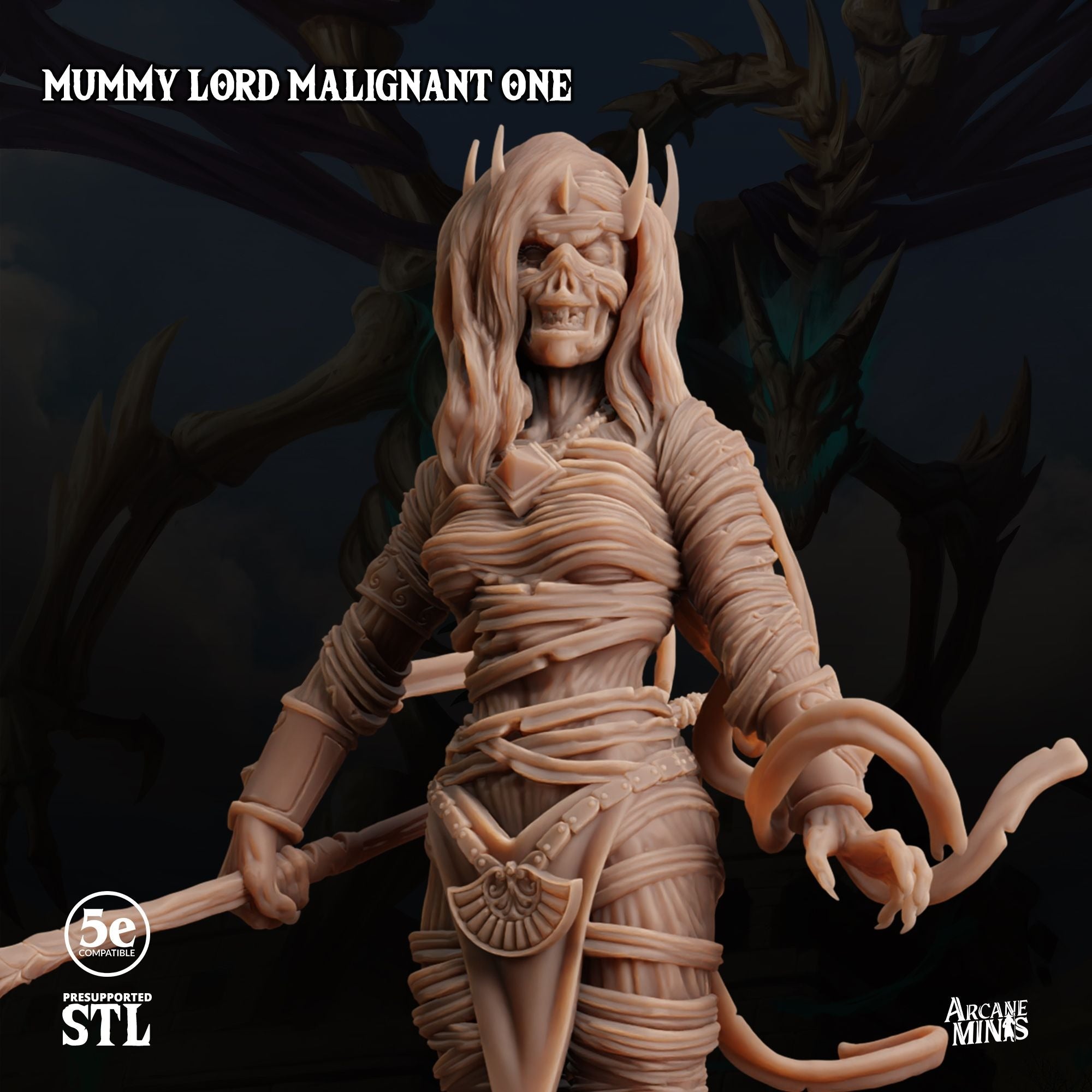 Mummy Lord, Malignant One - Tomb of Extinction - 3d Printed Miniature by Arcane Minis