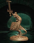 a statue of a knight holding a sword