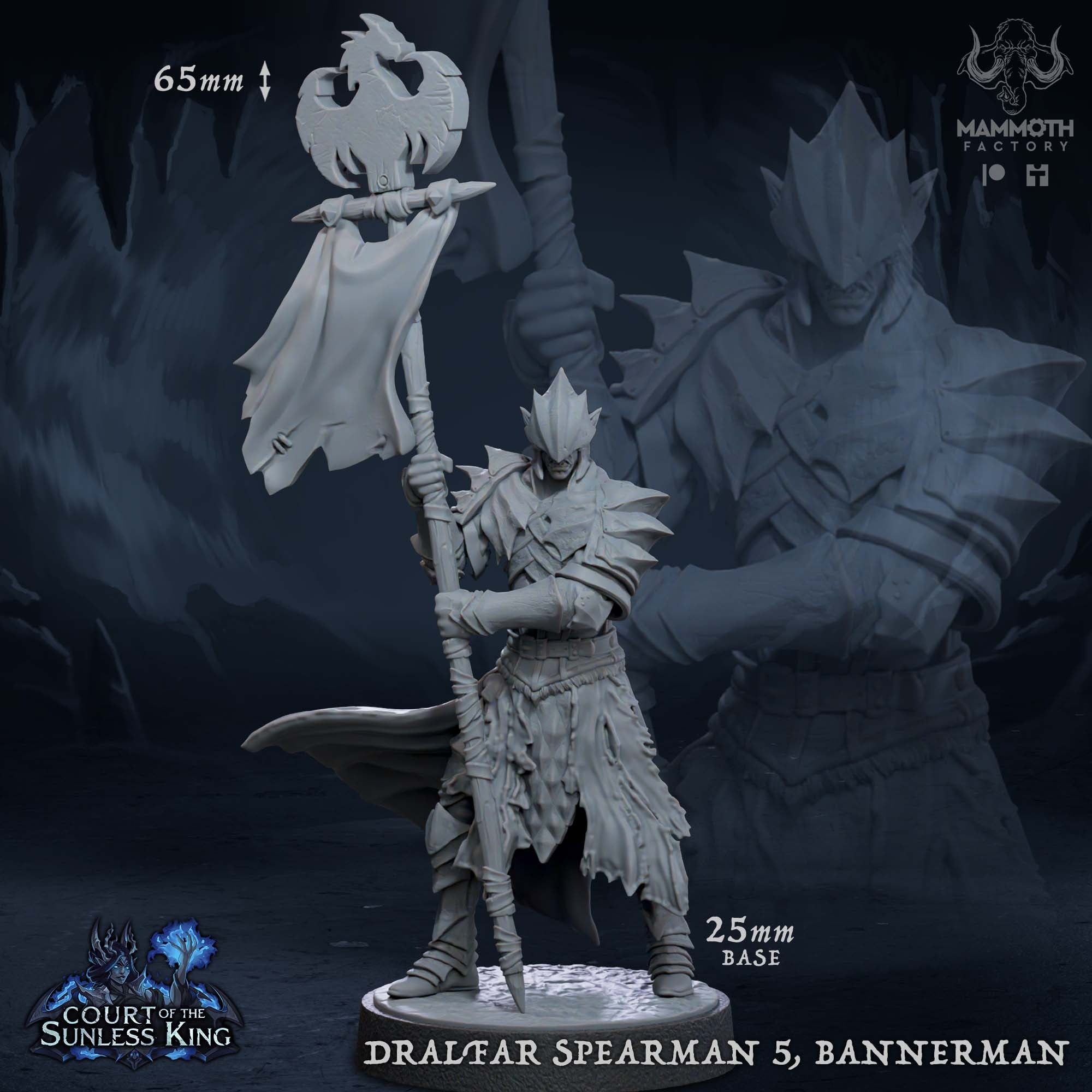 Dralfar Spearmen - 3d Printed Miniature by Mammoth Factory