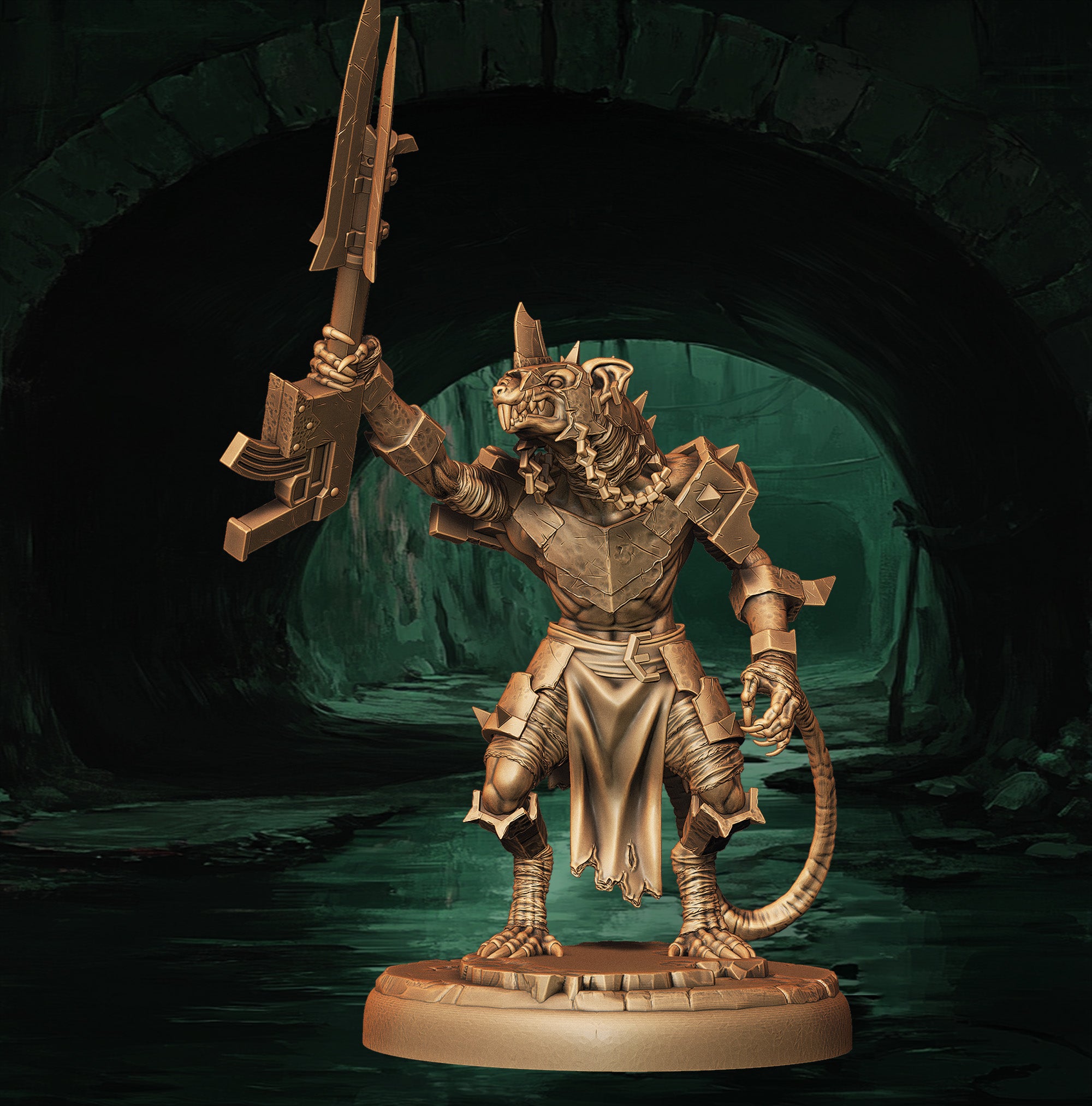 a statue of a demon holding a sword