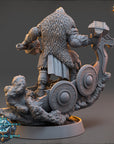 A detailed 3D model of a fantasy character, likely from a video game, with intricate armor and a large hammer. The character appears to be a warrior or knight, standing on a platform and holding a shield. The image is described as a collage of multiple images, and it is not a single image but a collection of various images.