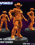 Dead Eye Trevor, Cyber Cowboy - 3d Printed Miniature Sculpted by Papsikels Miniatures