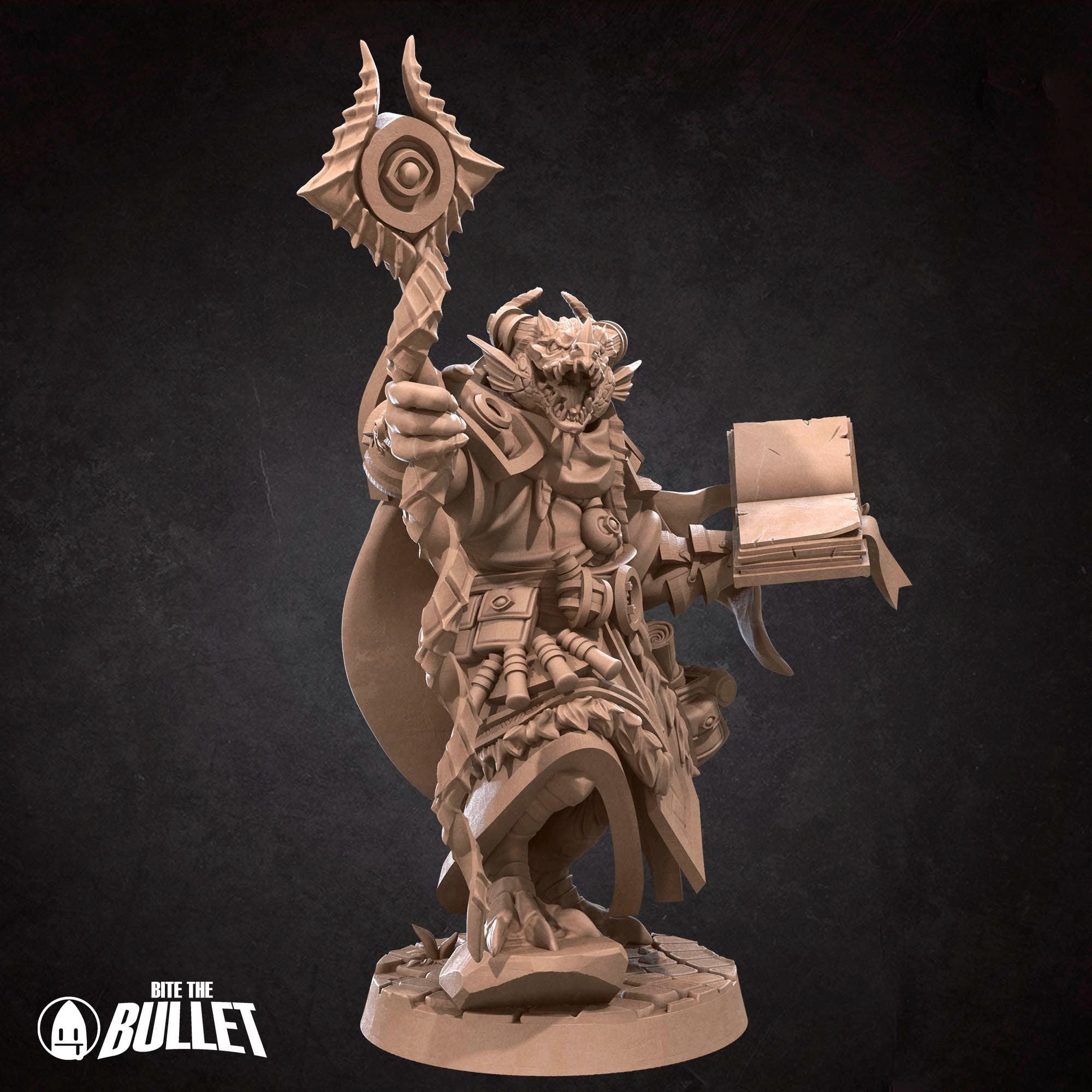 Dragonborn Sorcerer - 3d Printed Miniature sculpted by Bite the Bullet