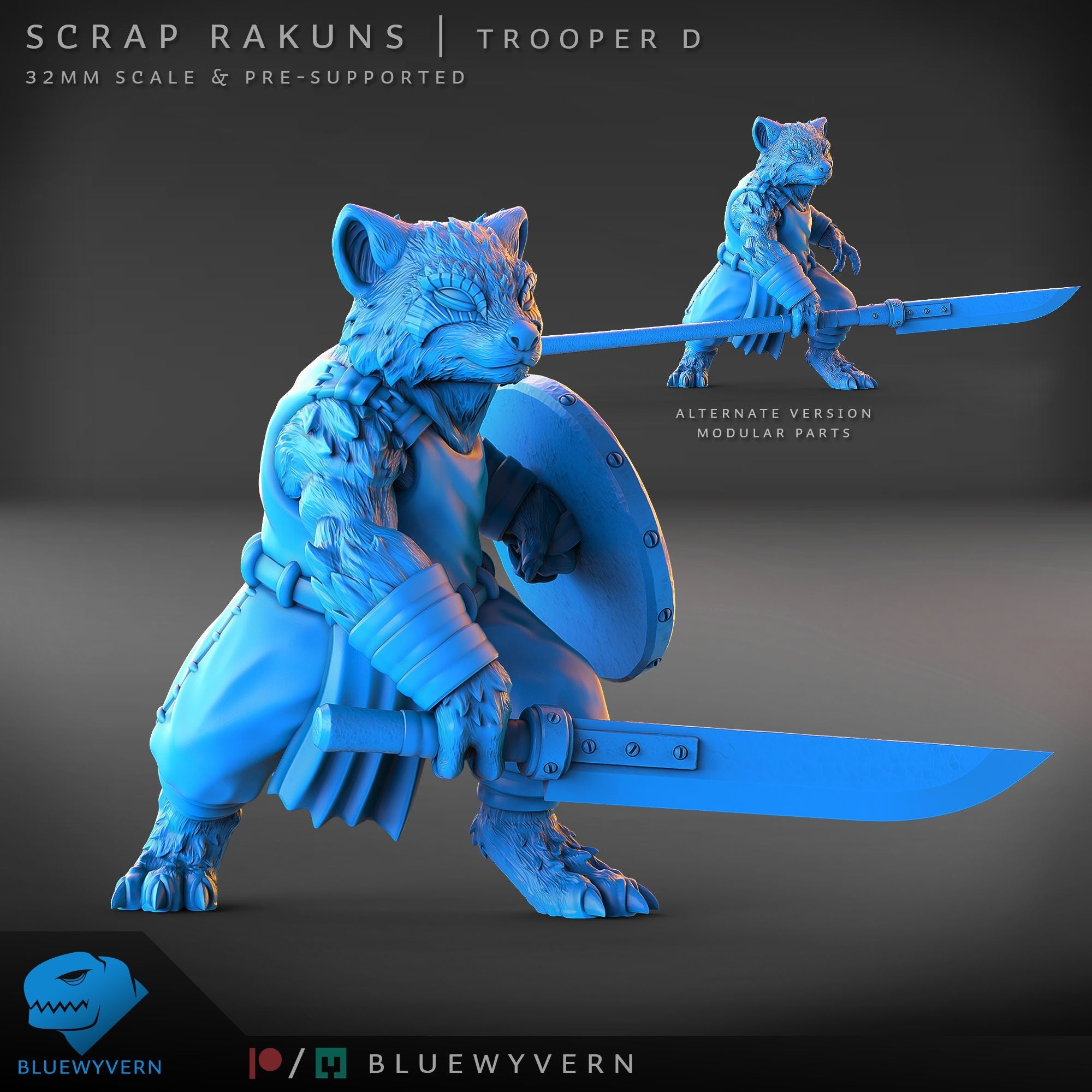 Rakun Troopers - Scrap Rakuns - 3d Printed Miniature by Blue Wyvern