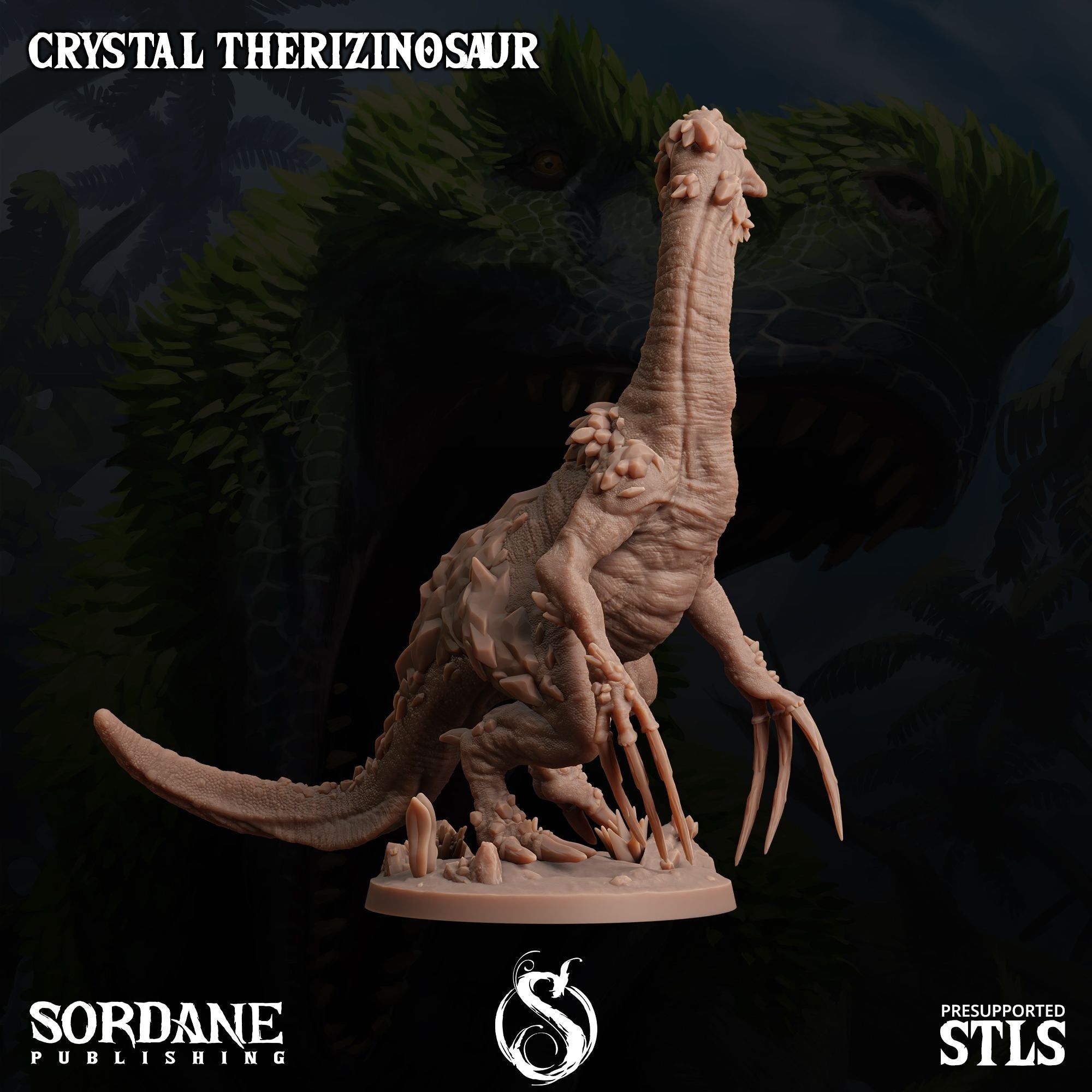 Crystal Therizinosaur - Dino Domination - 3d Printed Miniature Sculpted by Sordane Publishing