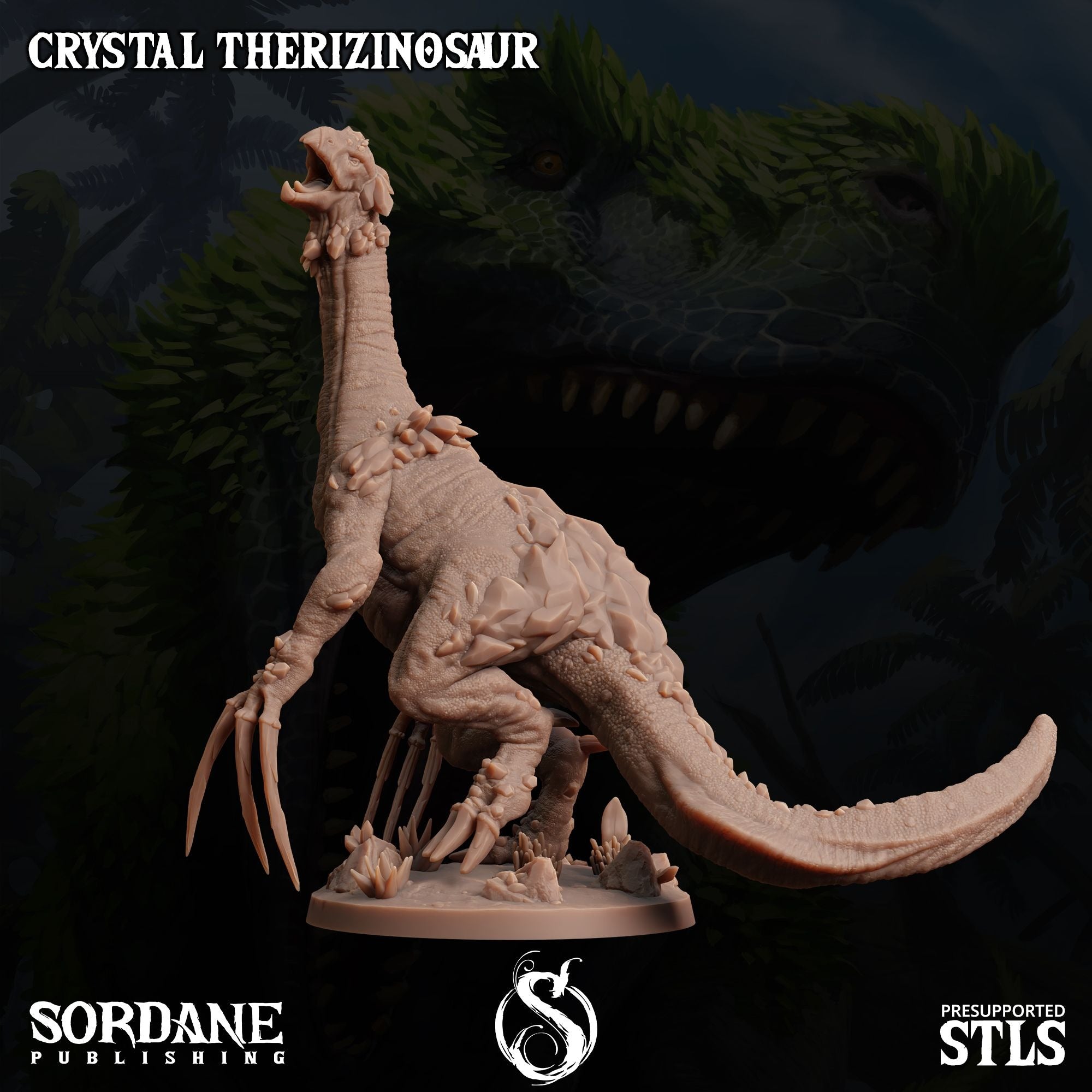 Crystal Therizinosaur - Dino Domination - 3d Printed Miniature Sculpted by Sordane Publishing