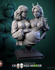 Sisters of the Shattered Cradle BUST - Through the Crooked Mirror - 3d Printed Miniature Sculpted by White Werewolf Tavern