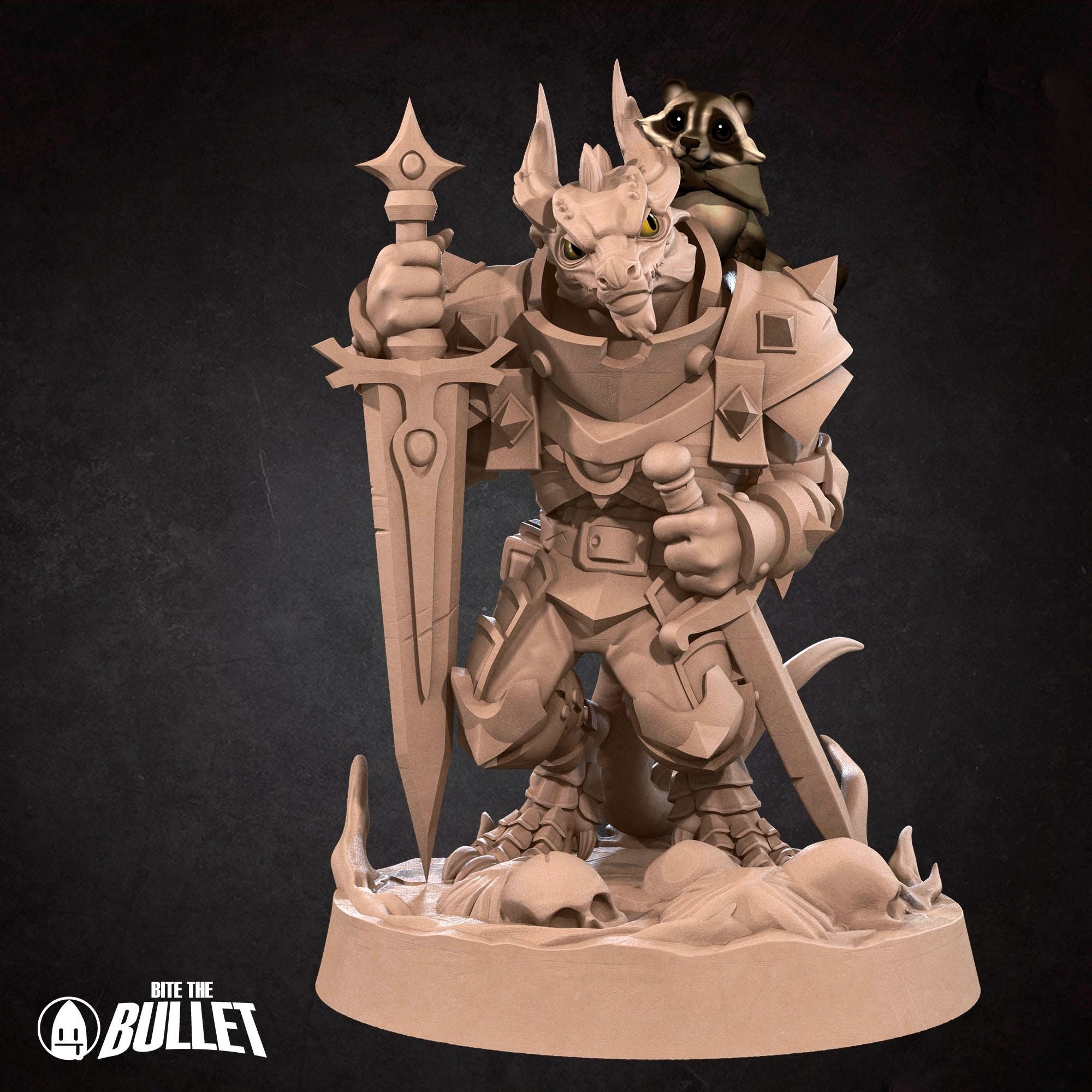 Kobold Paladin - Kobold DND - 3d Printed Miniature sculpted by Bite the Bullet