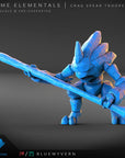 Crag Spear Trooper - Prime Elementals - 3d Printed Miniature Sculpted by Blue Wyvern