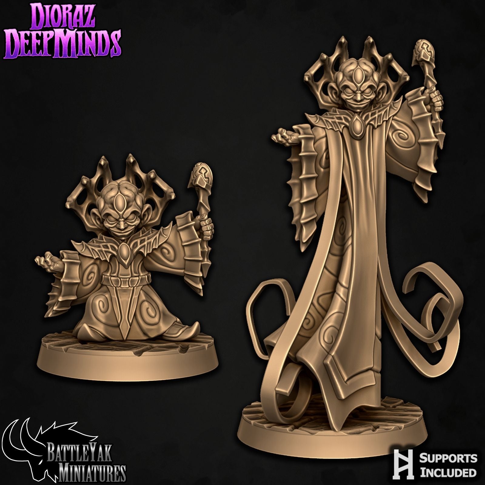 Dioraz Deepminds - Dioraz Deepminds - 3d Printed Miniature Sculpted by Battle Yak Miniatures