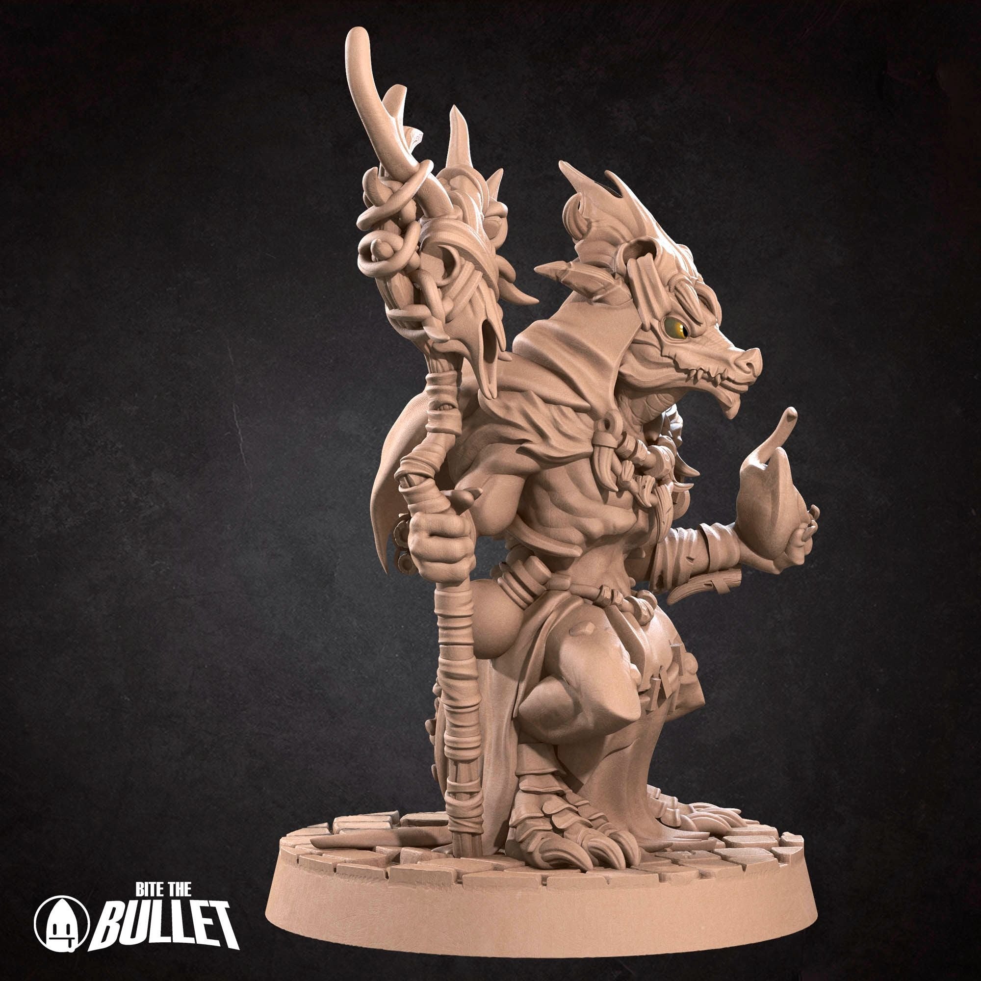 Kobold Warlock - Kobold DND - 3d Printed Miniature sculpted by Bite the Bullet