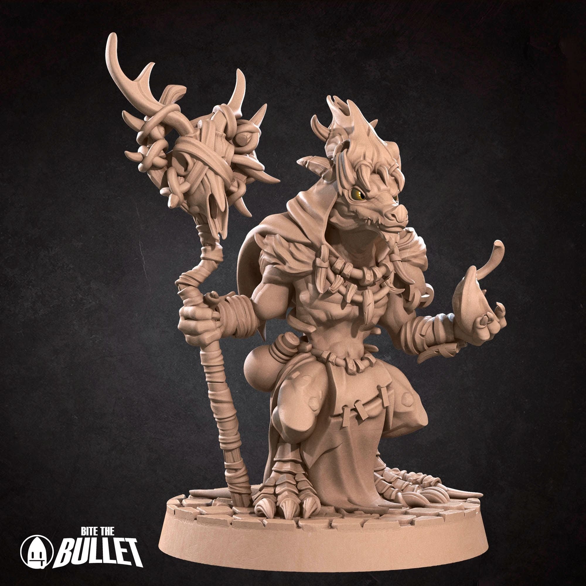 Kobold Warlock - Kobold DND - 3d Printed Miniature sculpted by Bite the Bullet