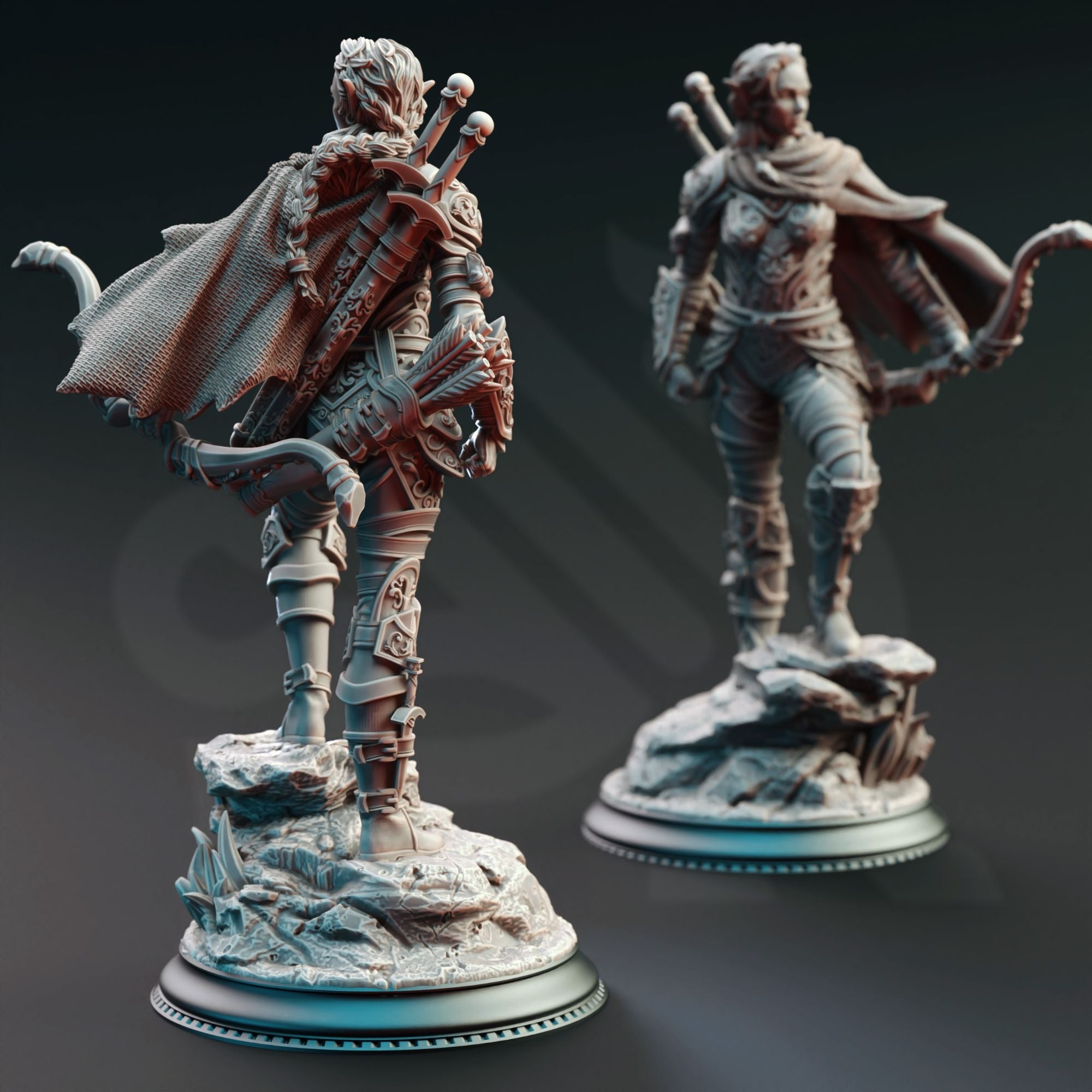 Elf Hellspawn Hunter Ranger, Virana - 3d Printed Miniature Sculpted by DM Stash
