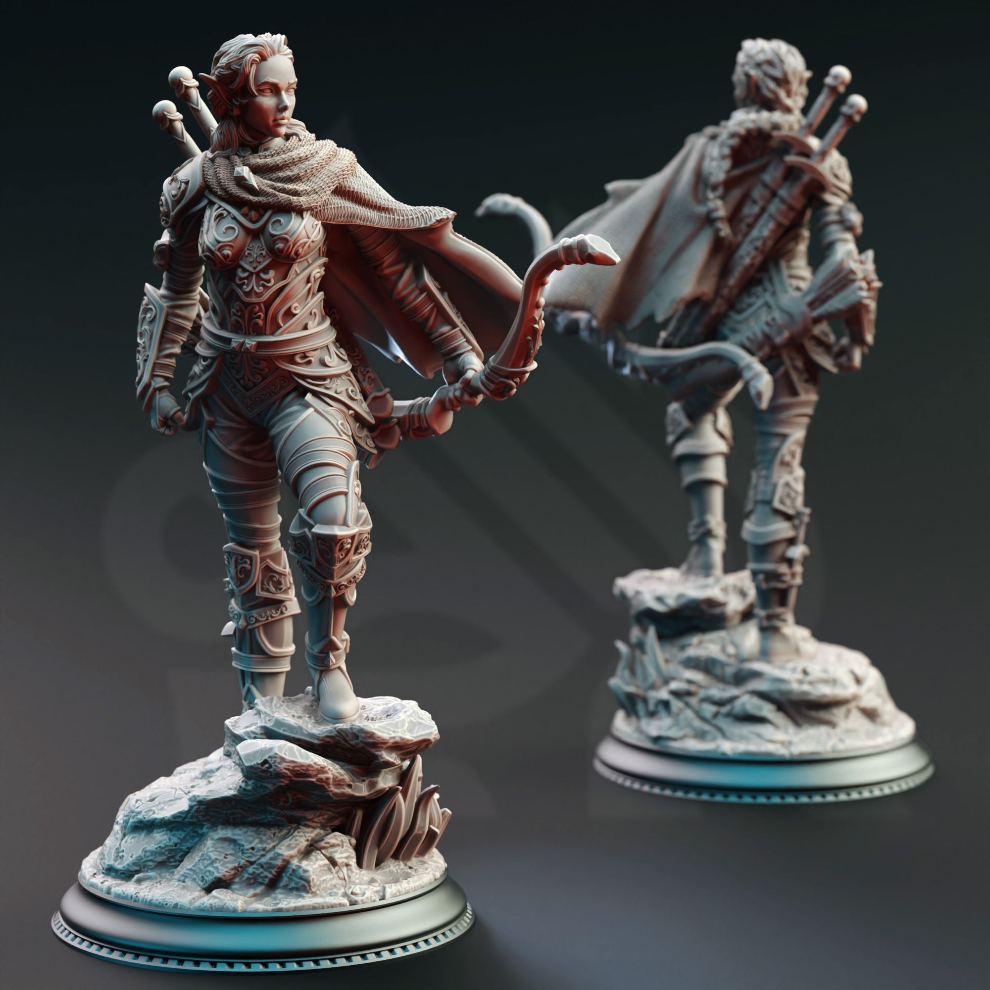 Elf Hellspawn Hunter Ranger, Virana - 3d Printed Miniature Sculpted by DM Stash
